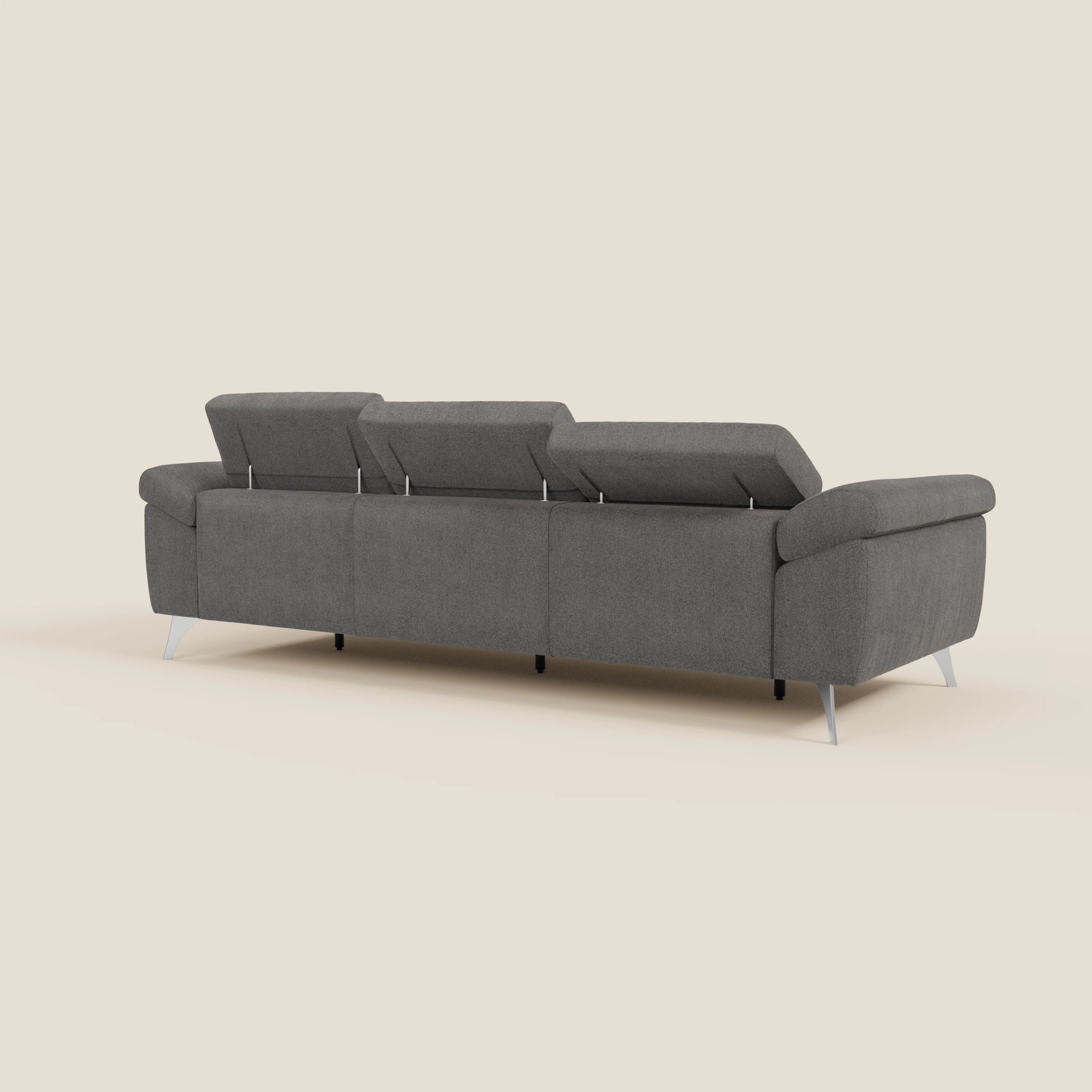 Donatello Canapé avec 3 assises extensibles accoudoirs avec coffre et têtières inclinables en tissu détachable T23 anthracite - Image 7