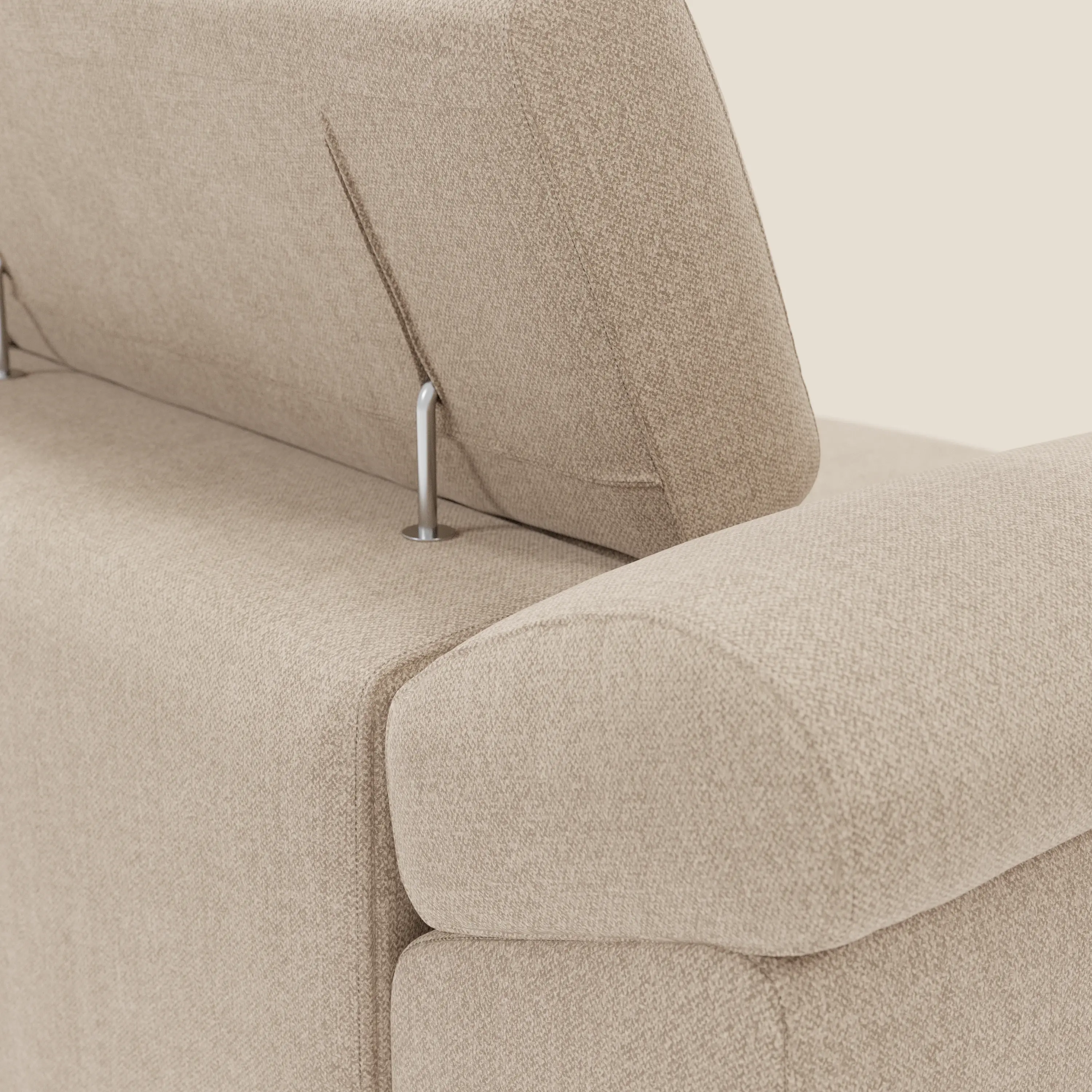 Donatello Canapé avec 3 assises extensibles accoudoirs avec coffre et têtières inclinables en tissu détachable T23 beige - Image 9