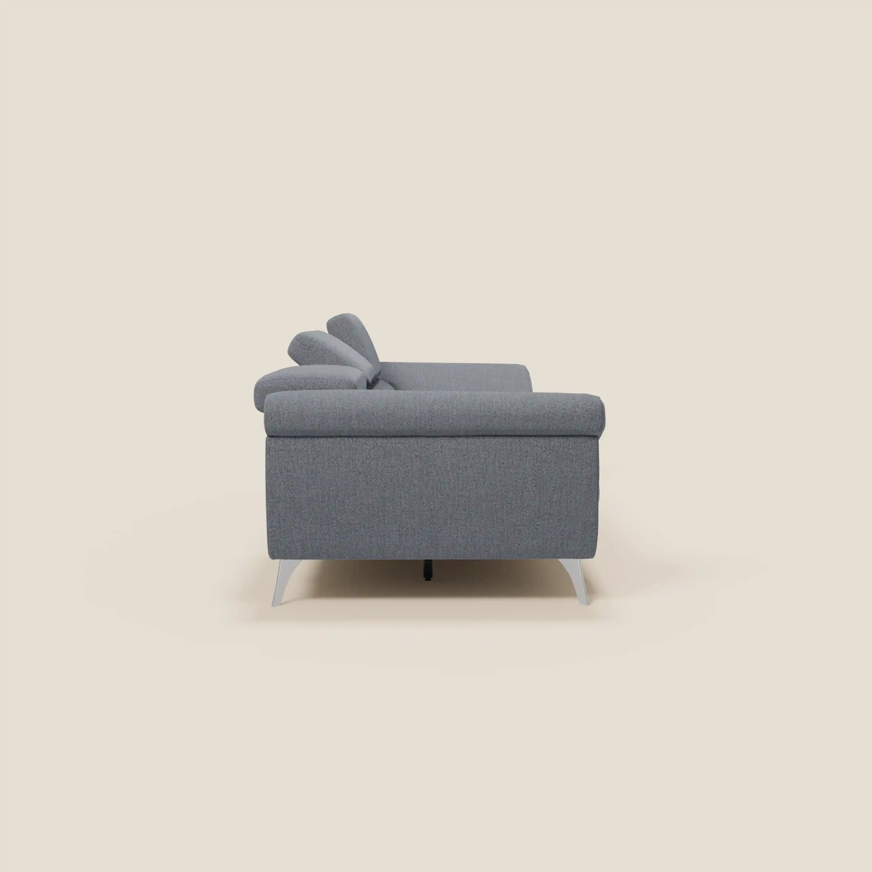 Donatello Canapé avec 3 assises extensibles accoudoirs avec coffre et têtières inclinables en tissu détachable T23 bleu graphite - Image 6