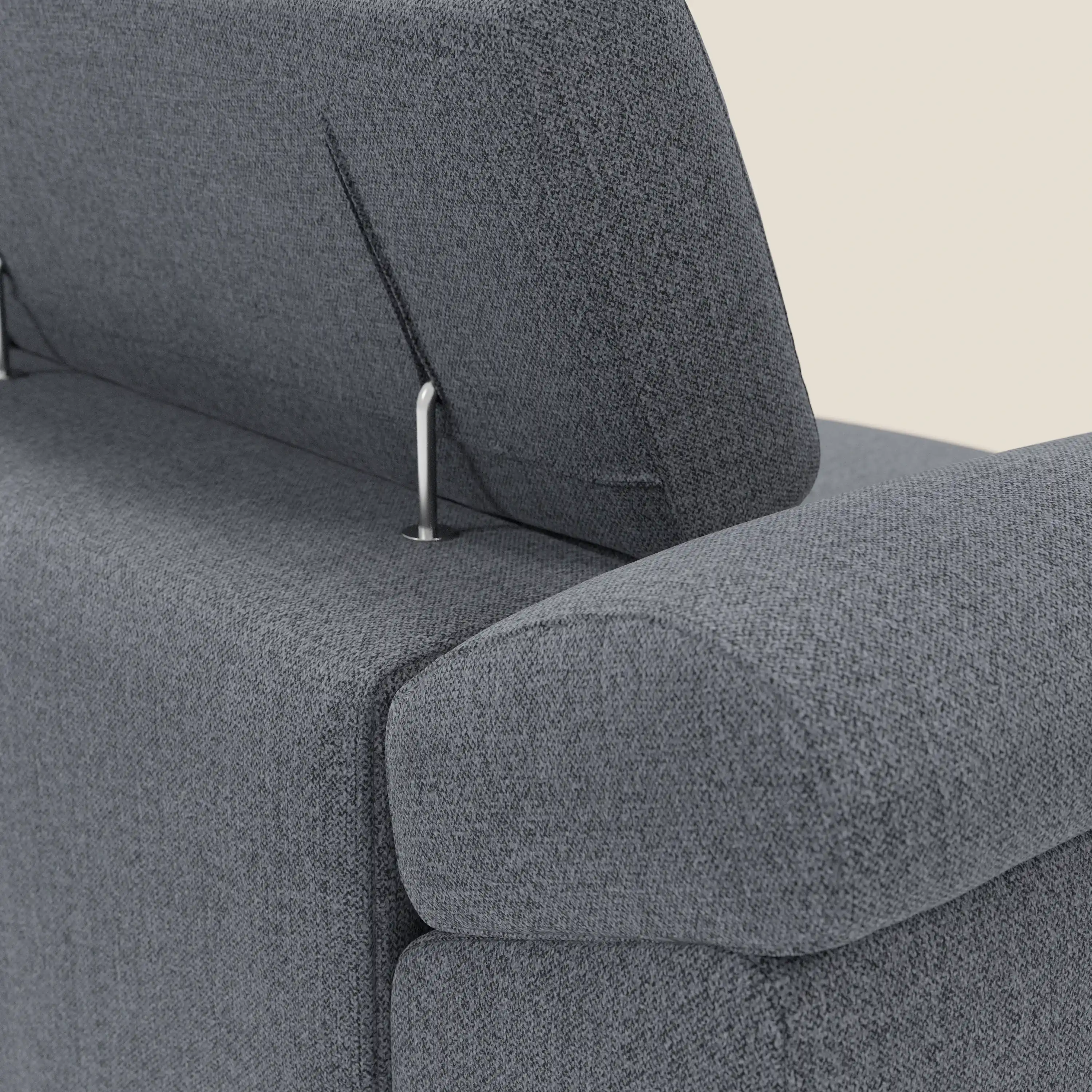 Donatello Canapé avec 3 assises extensibles accoudoirs avec coffre et têtières inclinables en tissu détachable T23 bleu graphite - Image 9