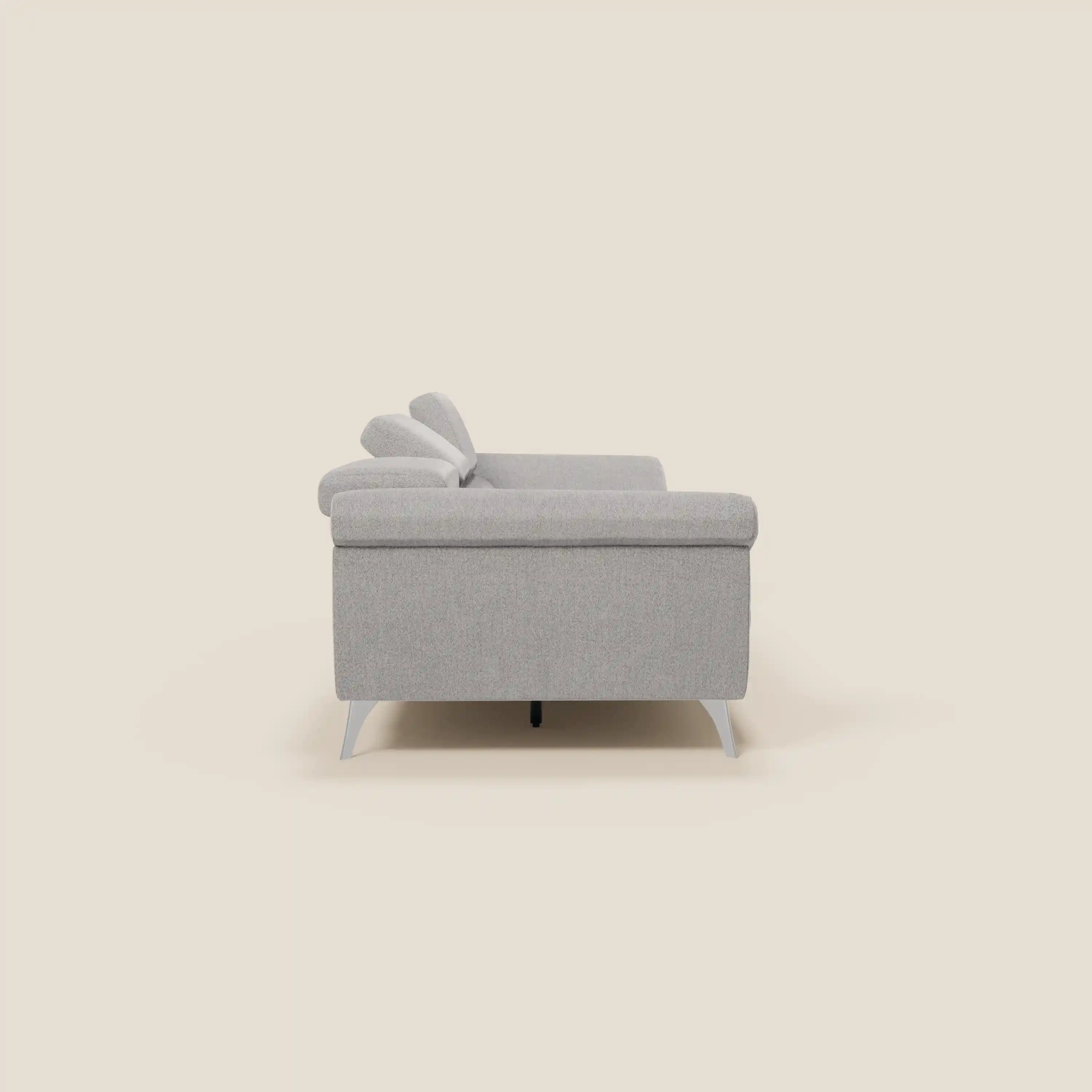 Donatello Canapé avec 3 assises extensibles accoudoirs avec coffre et têtières inclinables en tissu détachable T23 gris - Image 6