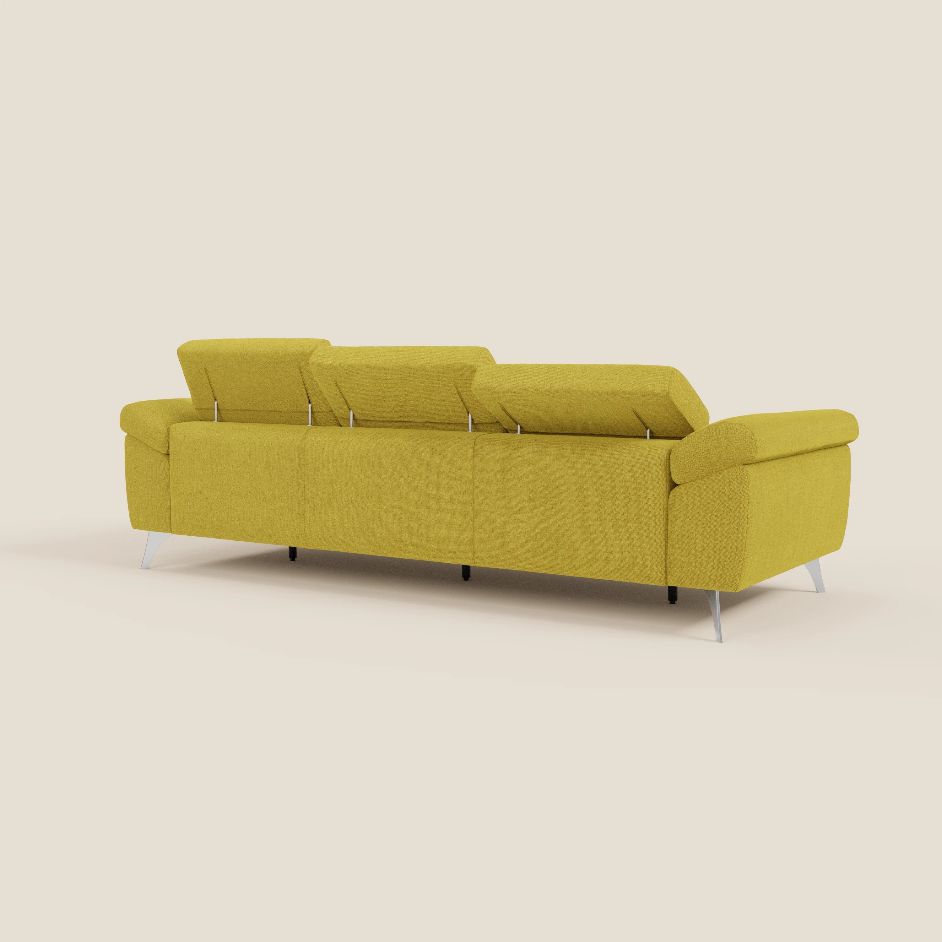 Donatello Canapé avec 3 assises extensibles accoudoirs avec coffre et têtières inclinables en tissu détachable T23 jaune soleil - Image 11