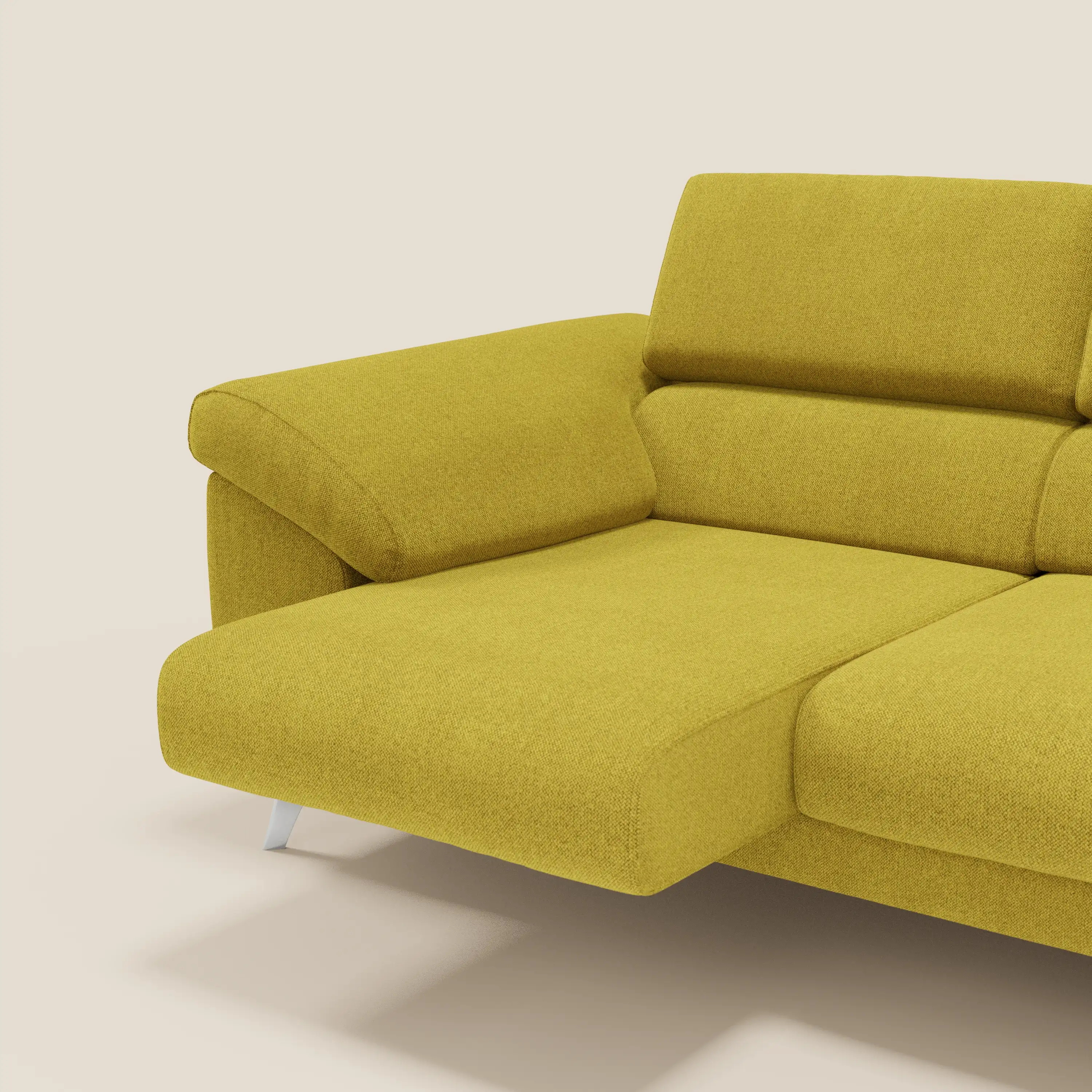 Donatello Canapé avec 3 assises extensibles accoudoirs avec coffre et têtières inclinables en tissu détachable T23 jaune soleil - Image 6