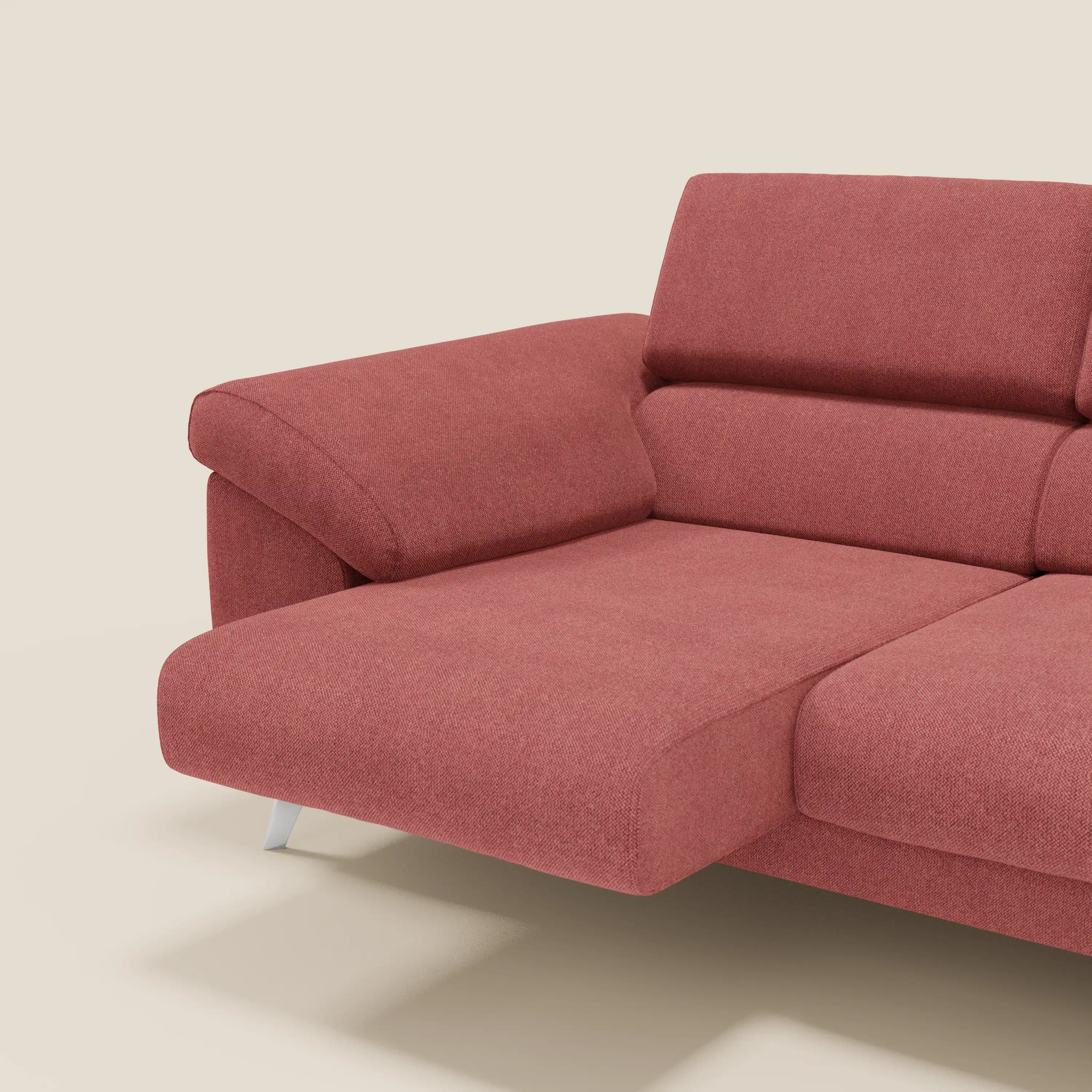 Donatello Canapé avec 3 assises extensibles accoudoirs avec coffre et têtières inclinables en tissu détachable T23 rouge cerise - Image 5