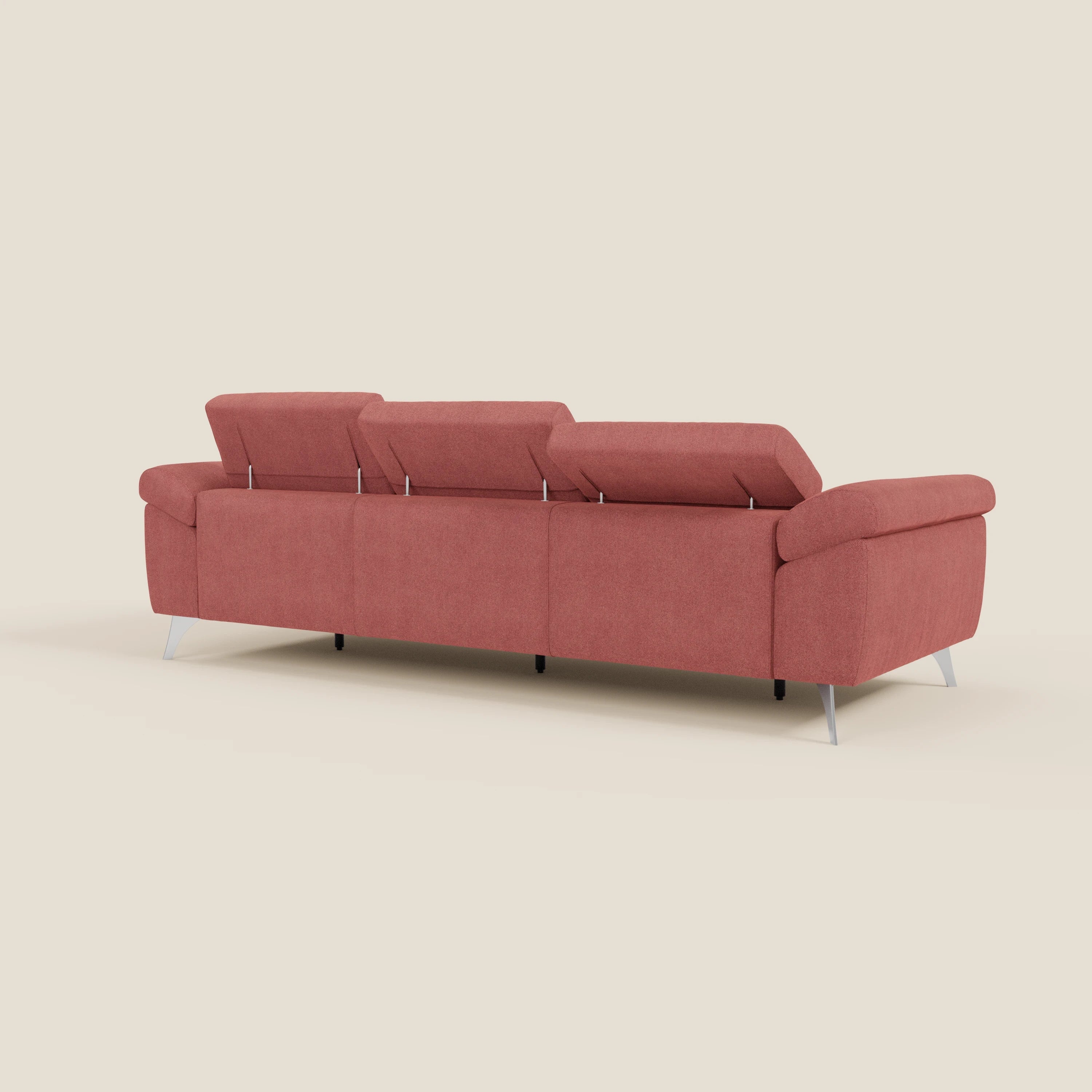 Donatello Canapé avec 3 assises extensibles accoudoirs avec coffre et têtières inclinables en tissu détachable T23 rouge cerise - Image 8