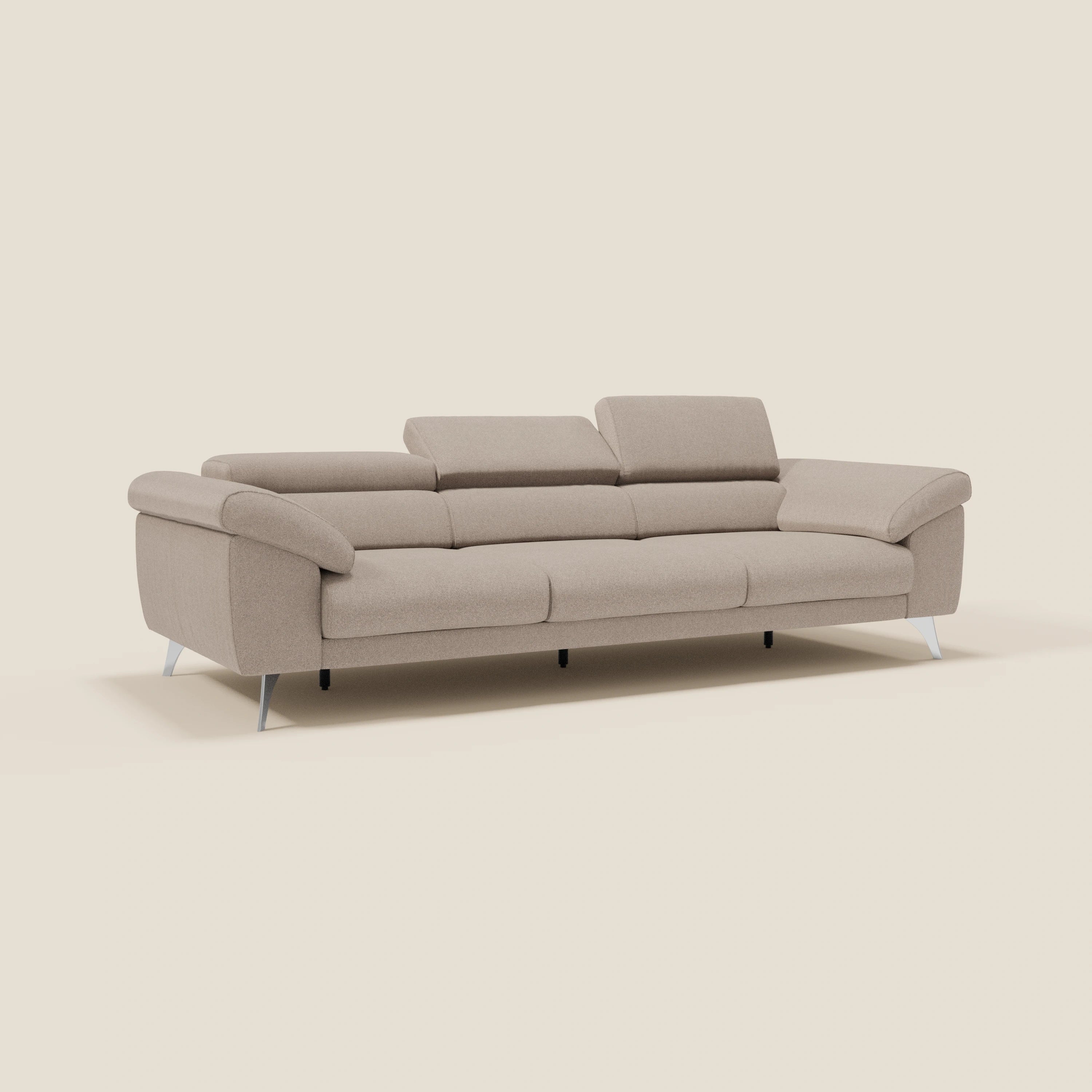 Donatello Canapé avec 3 assises extensibles accoudoirs avec coffre et têtières inclinables en tissu détachable T23 taupe - Image 3