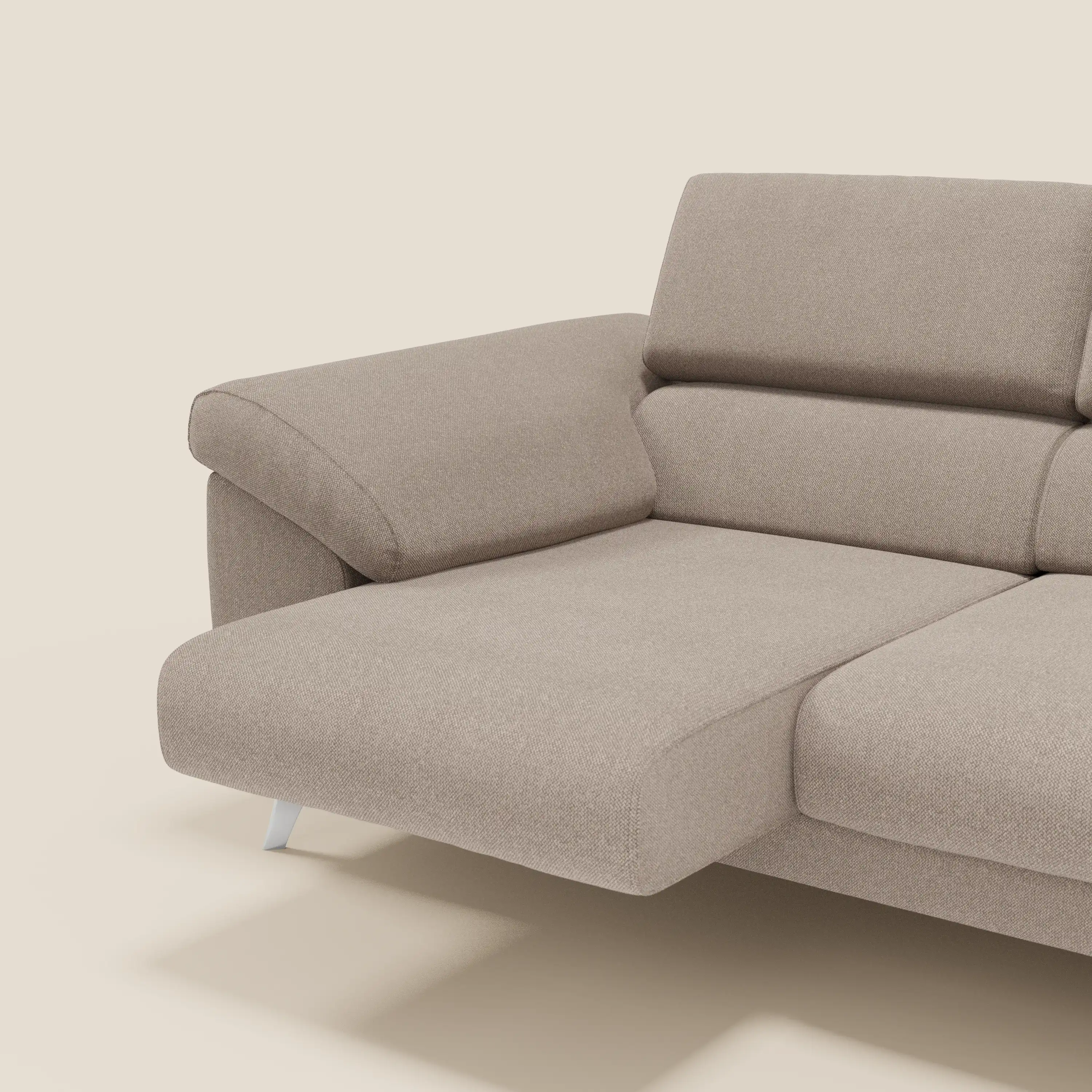 Donatello Canapé avec 3 assises extensibles accoudoirs avec coffre et têtières inclinables en tissu détachable T23 taupe - Image 4