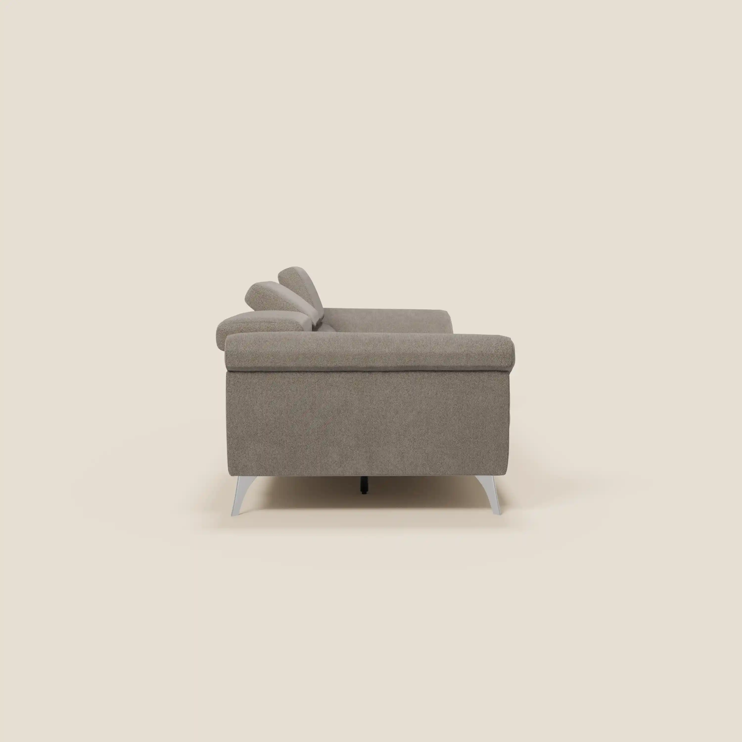 Donatello Canapé avec 3 assises extensibles accoudoirs avec coffre et têtières inclinables en tissu détachable T23 taupe - Image 6