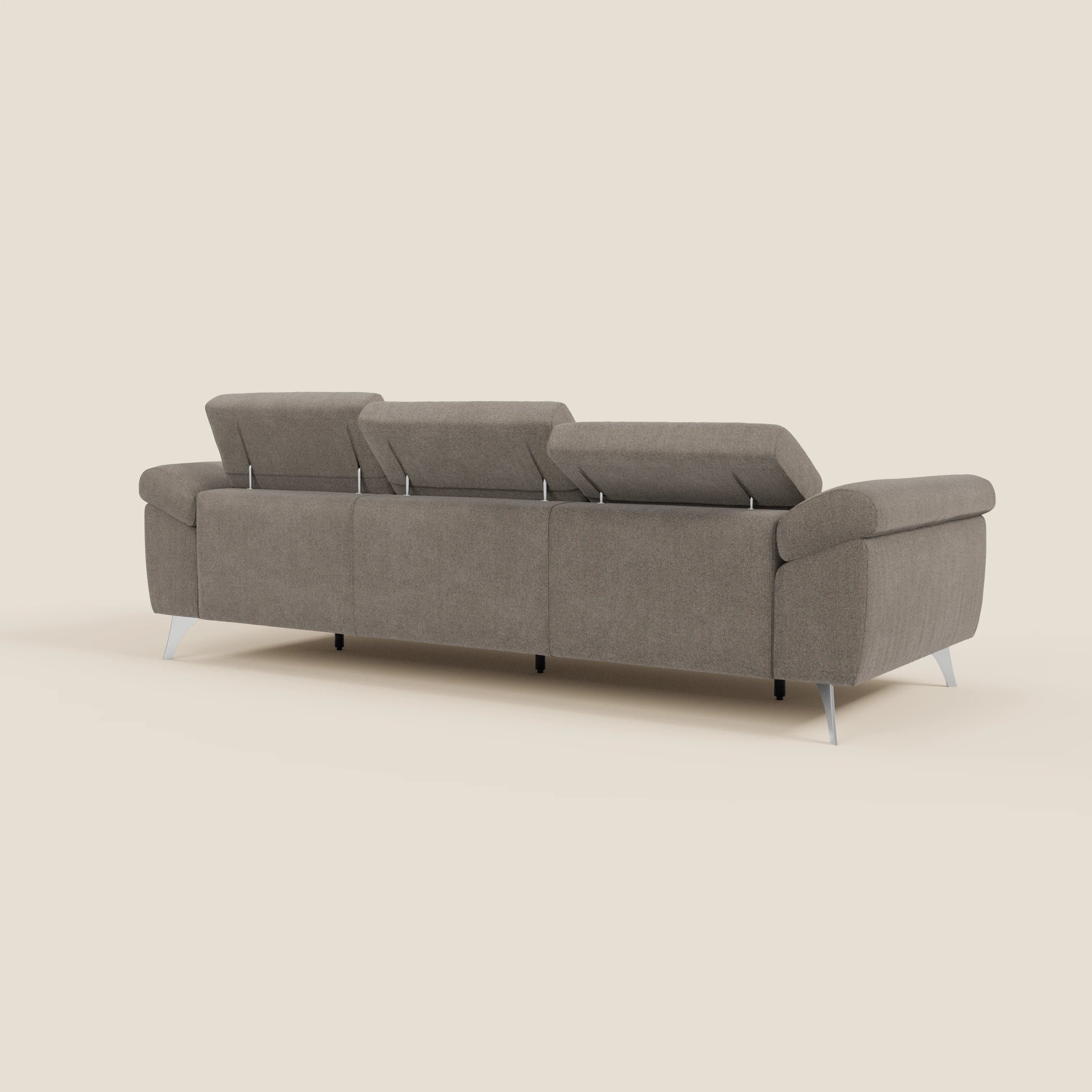 Donatello Canapé avec 3 assises extensibles accoudoirs avec coffre et têtières inclinables en tissu détachable T23 taupe - Image 7