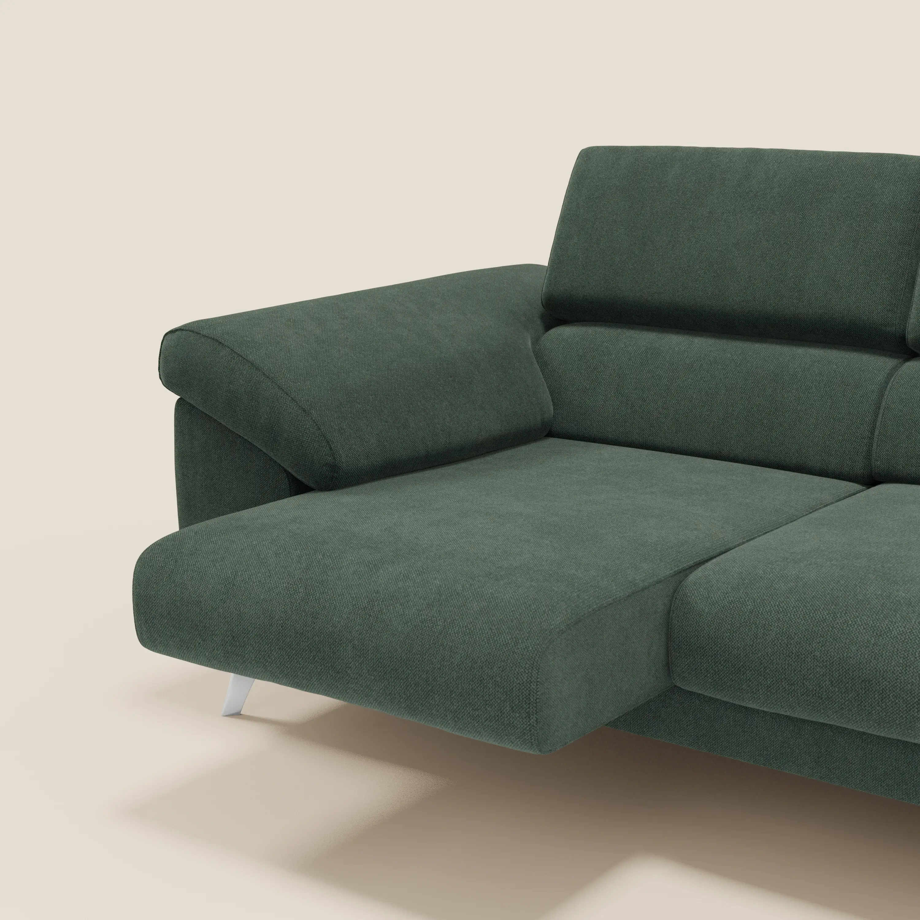 Donatello Canapé avec 3 assises extensibles accoudoirs avec coffre et têtières inclinables en tissu détachable T23 vert - Image 4