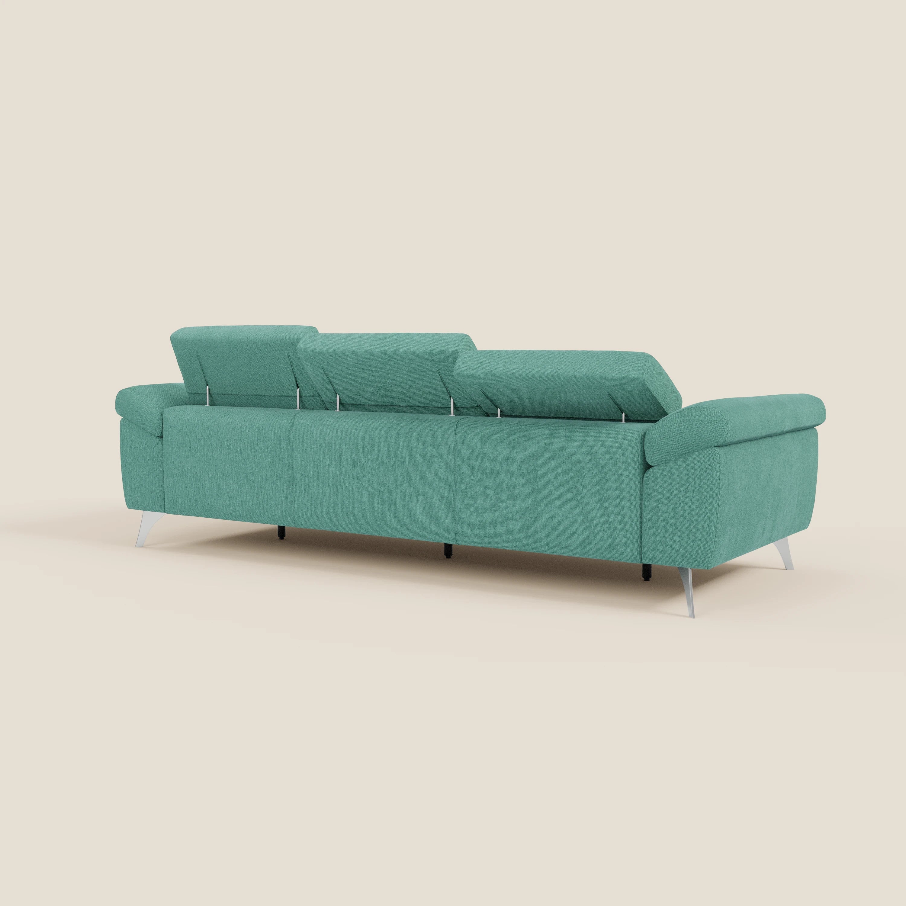 Donatello Canapé avec 3 assises extensibles accoudoirs avec coffre et têtières inclinables en tissu détachable T23 vert aquamarine - Image 7