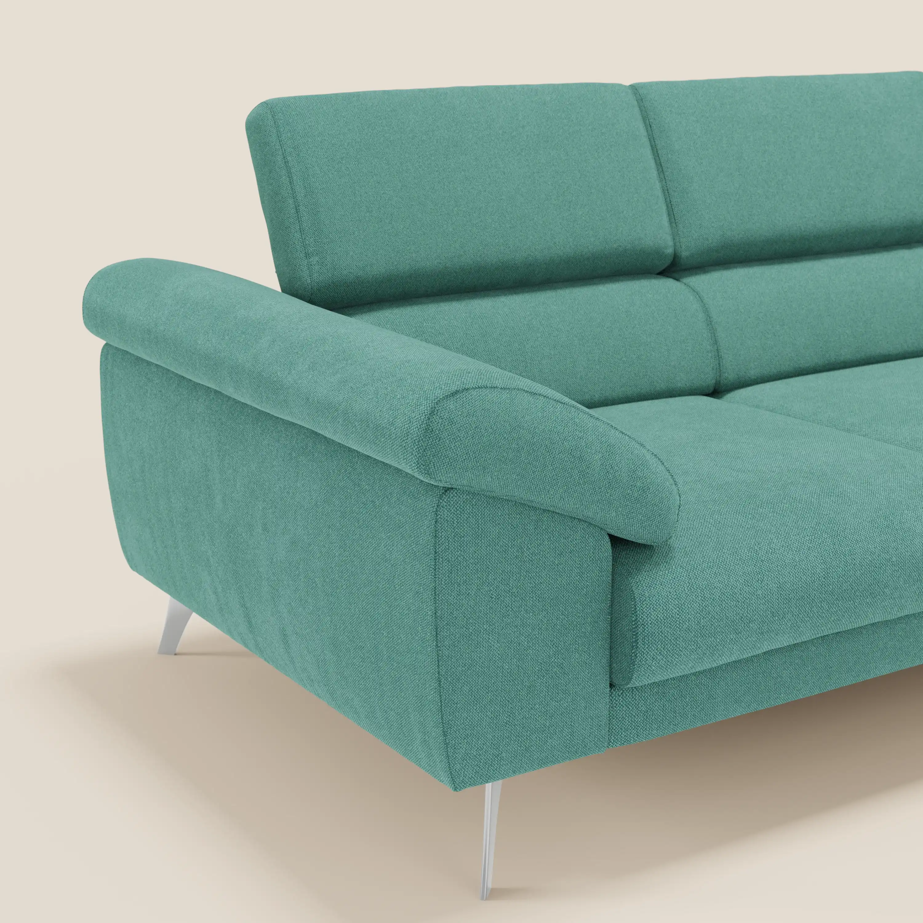 Donatello Canapé avec 3 assises extensibles accoudoirs avec coffre et têtières inclinables en tissu détachable T23 vert aquamarine - Image 8