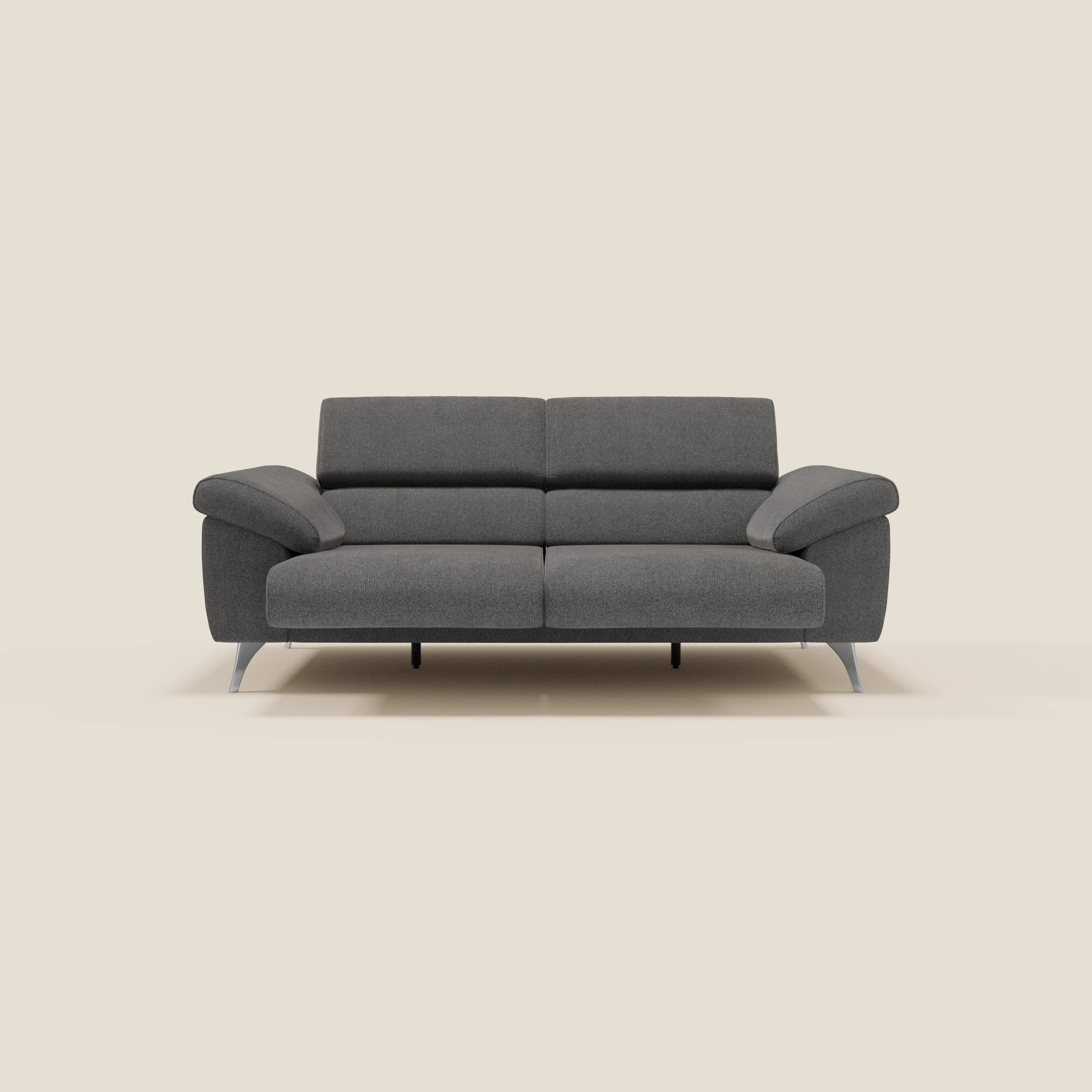 Donatello Canapé avec assises extensibles accoudoirs avec coffre et têtières inclinables en tissu détachable T23 anthracite - Image 11
