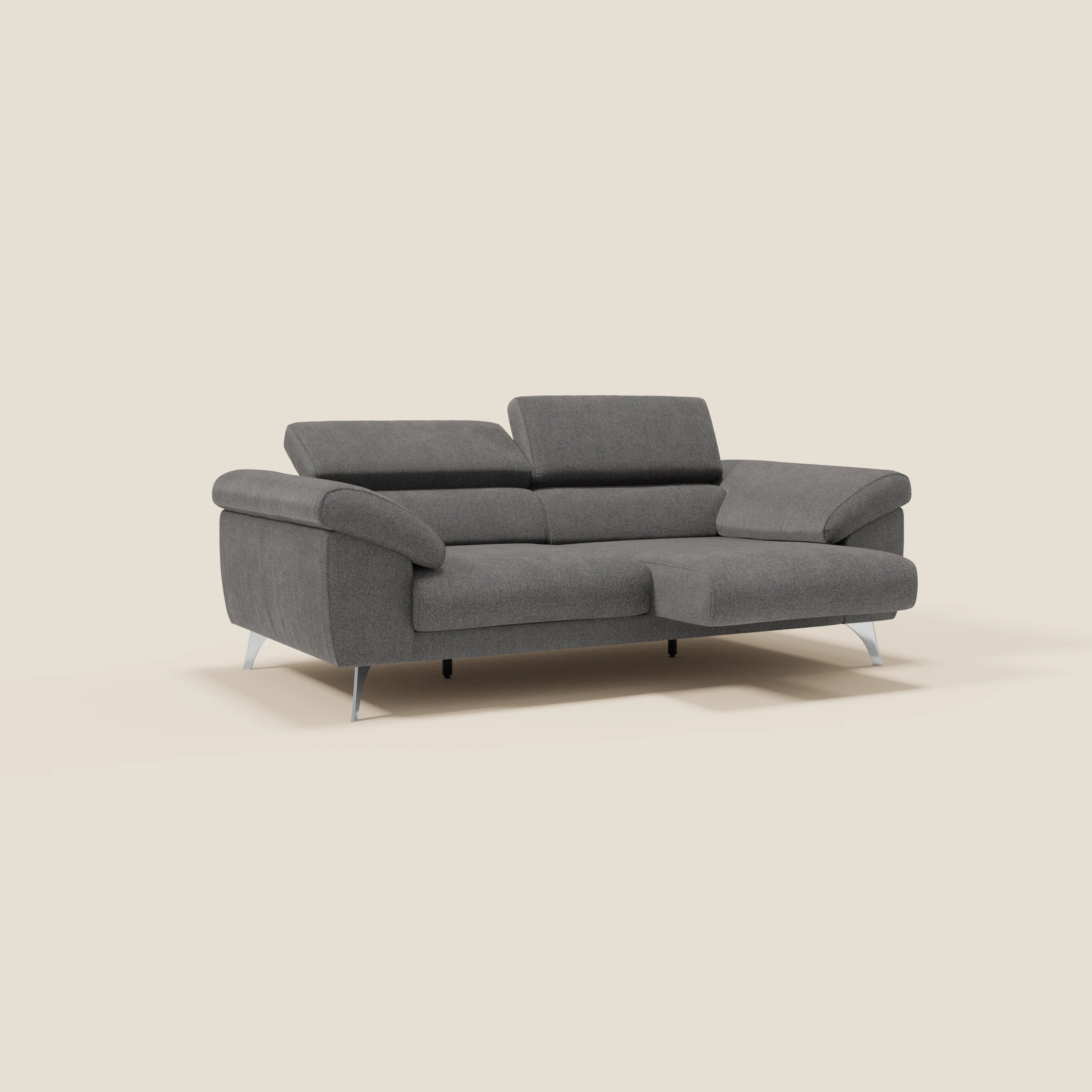 Donatello Canapé avec assises extensibles accoudoirs avec coffre et têtières inclinables en tissu détachable T23 anthracite - Image 2
