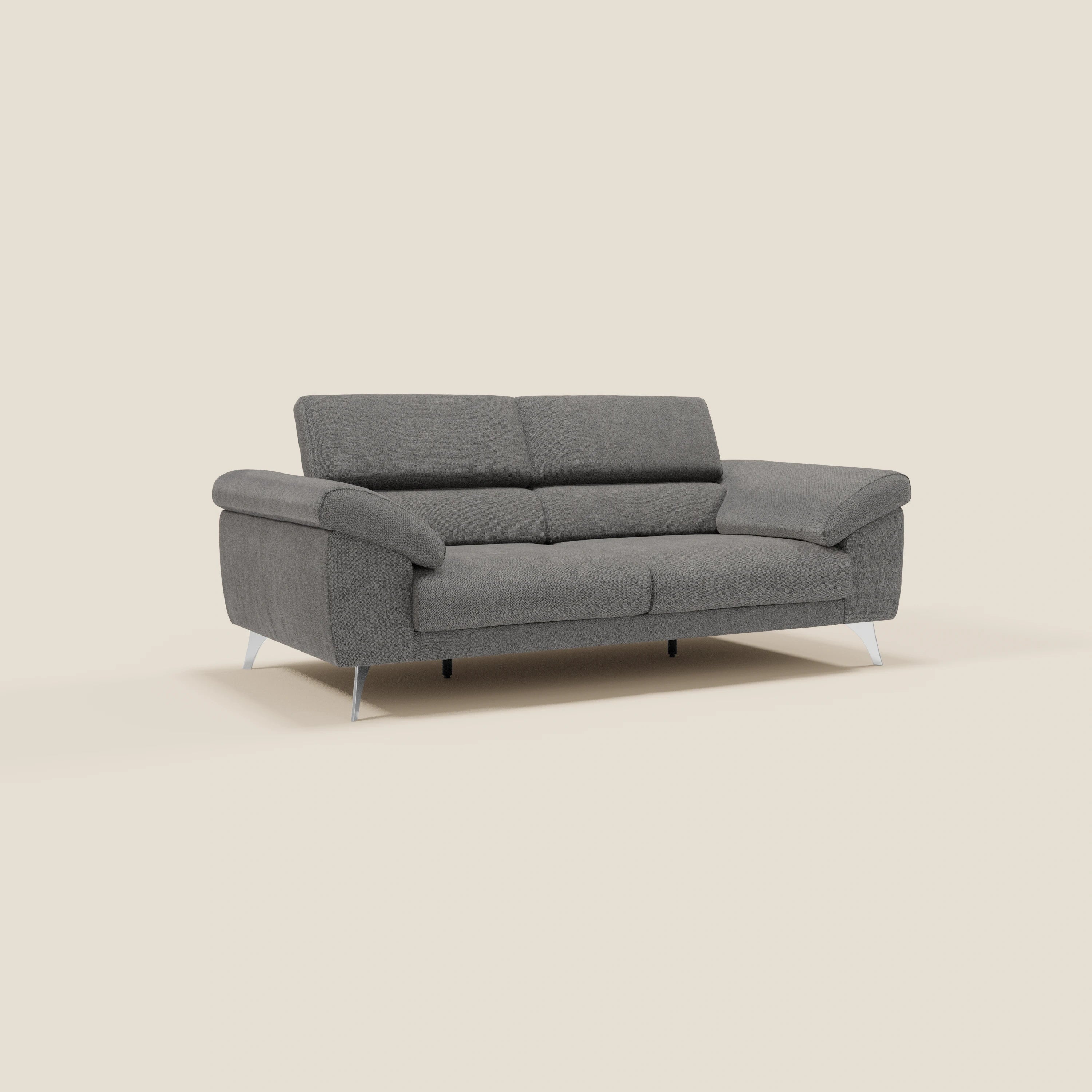 Donatello Canapé avec assises extensibles accoudoirs avec coffre et têtières inclinables en tissu détachable T23 anthracite - Image 3
