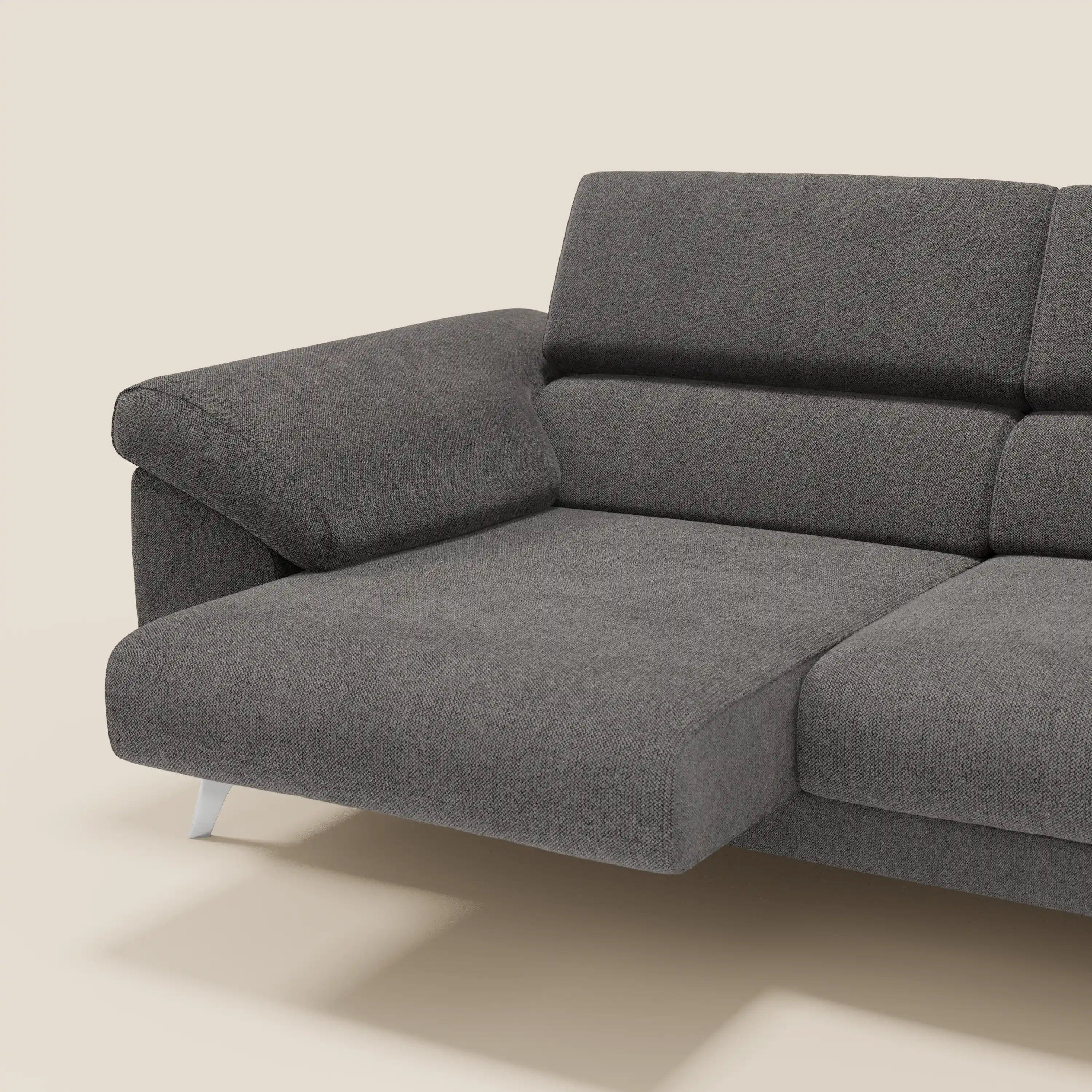 Donatello Canapé avec assises extensibles accoudoirs avec coffre et têtières inclinables en tissu détachable T23 anthracite - Image 4
