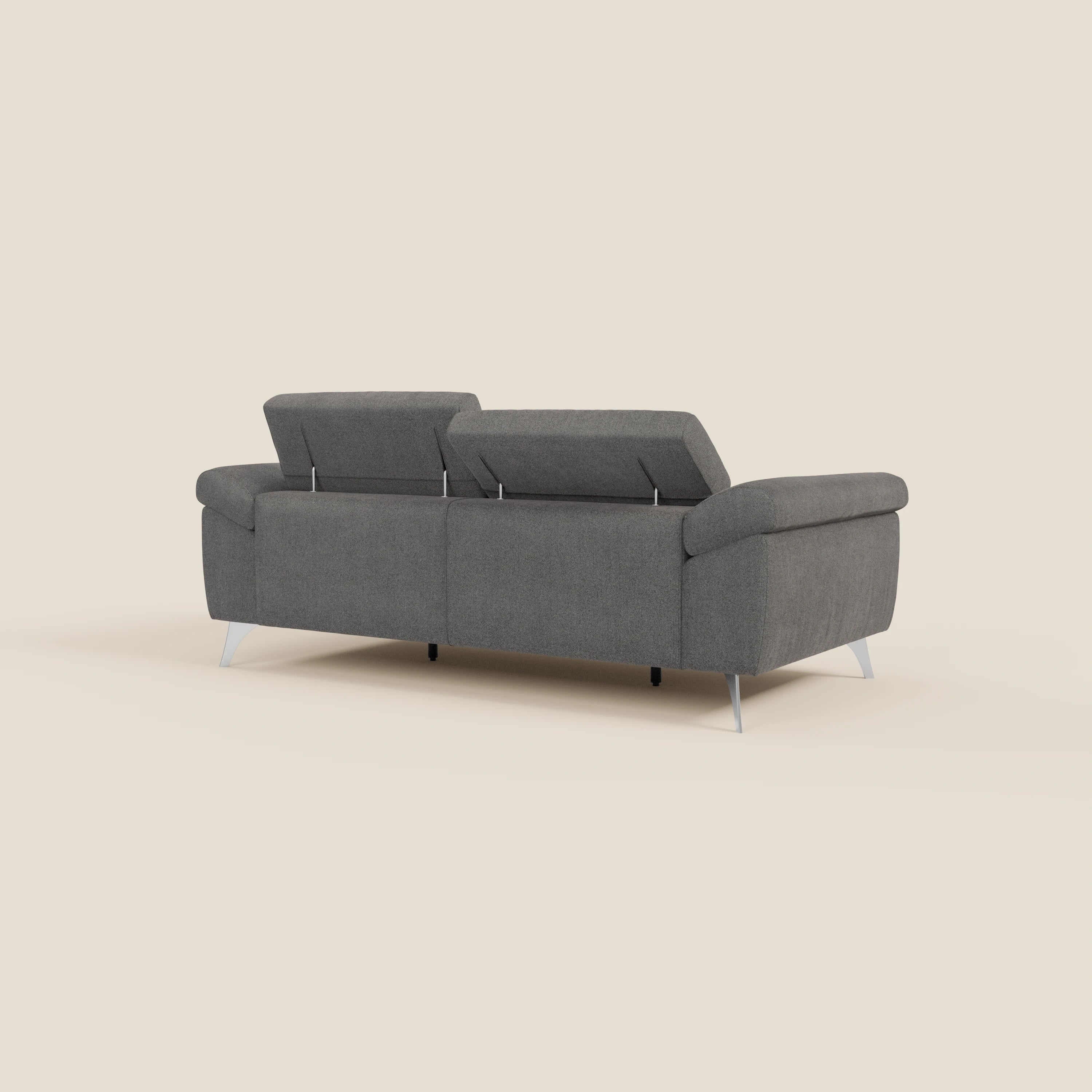 Donatello Canapé avec assises extensibles accoudoirs avec coffre et têtières inclinables en tissu détachable T23 anthracite - Image 7