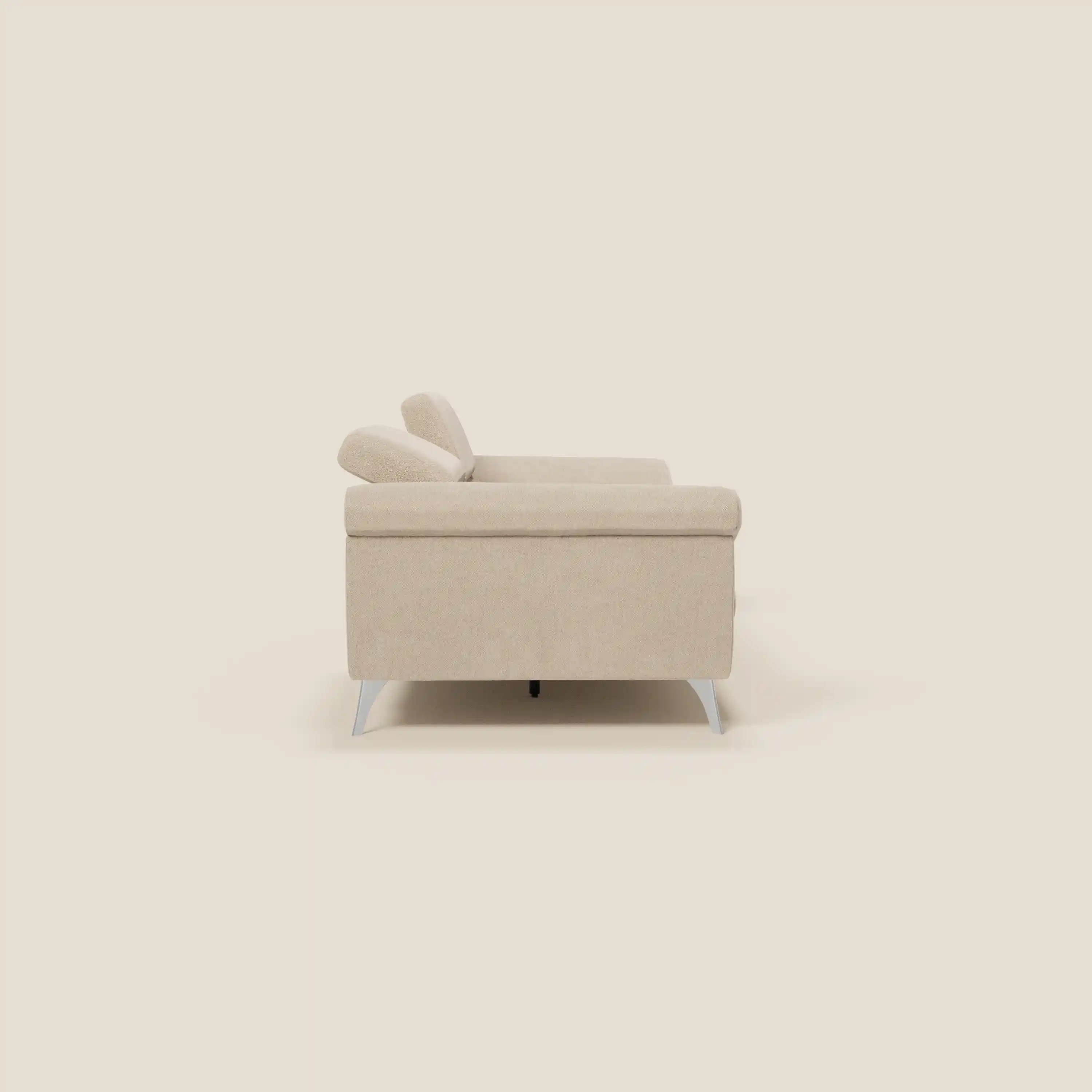 Donatello Canapé avec assises extensibles accoudoirs avec coffre et têtières inclinables en tissu détachable T23 beige - Image 6