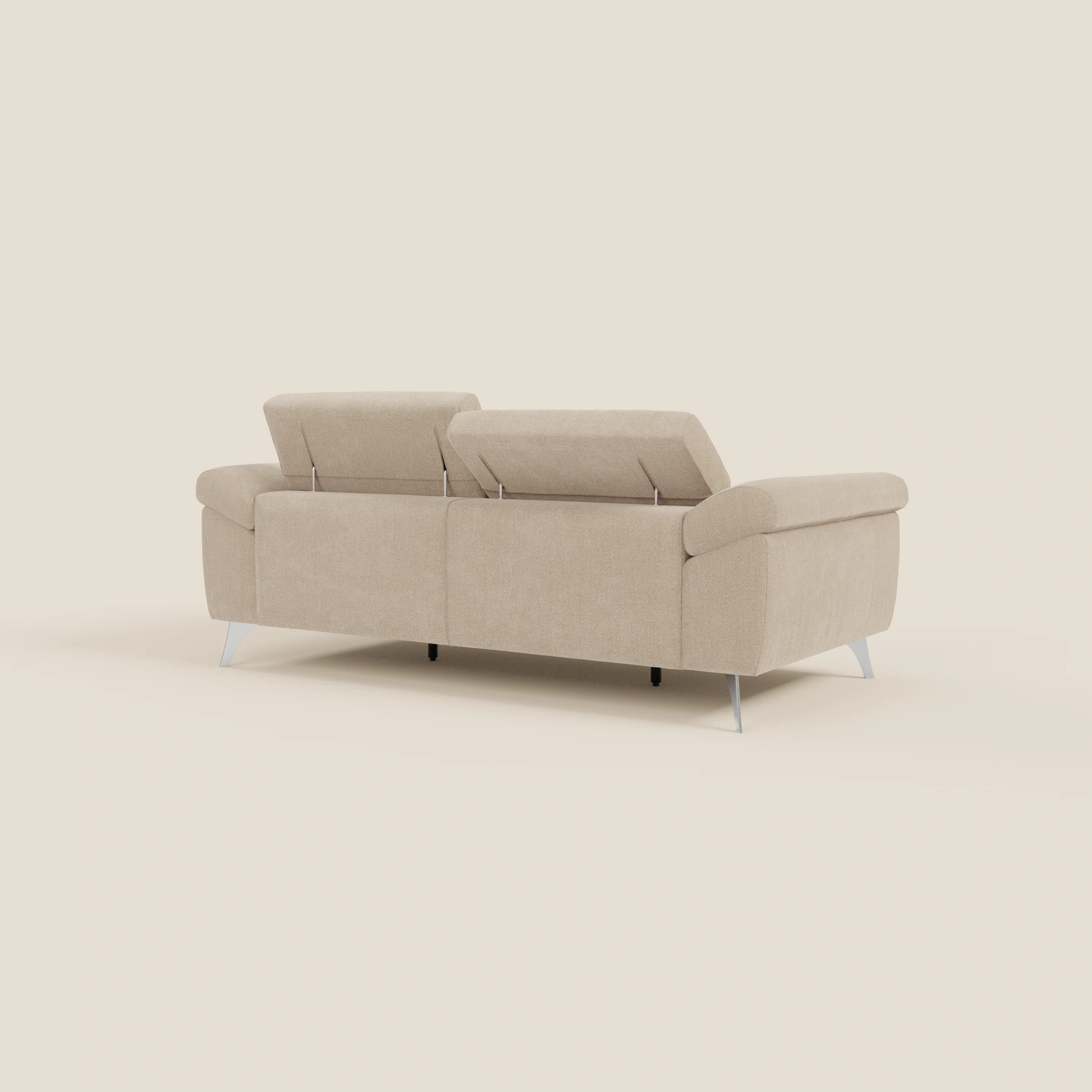 Donatello Canapé avec assises extensibles accoudoirs avec coffre et têtières inclinables en tissu détachable T23 beige - Image 7