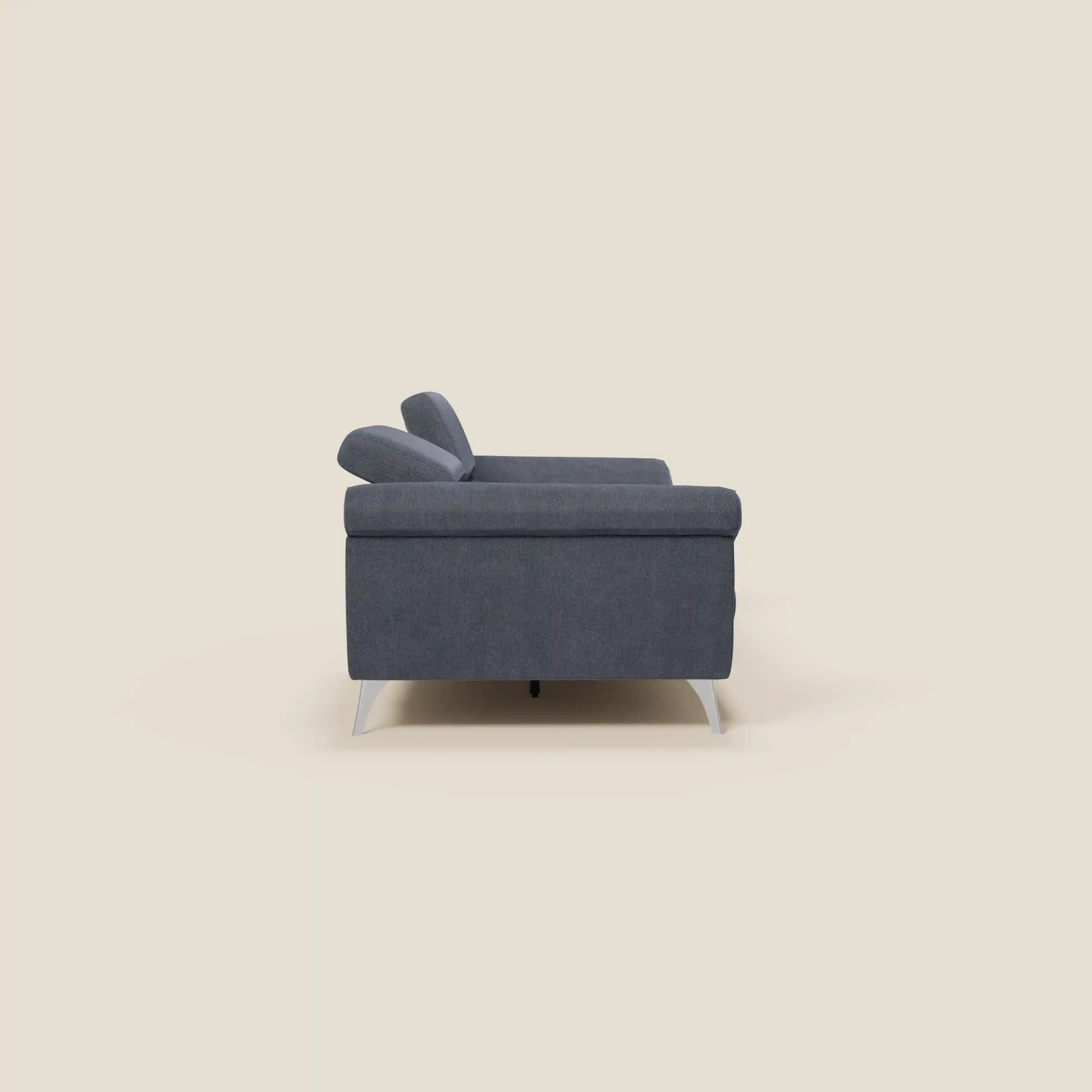 Donatello Canapé avec assises extensibles accoudoirs avec coffre et têtières inclinables en tissu détachable T23 bleu ardoise - Image 6