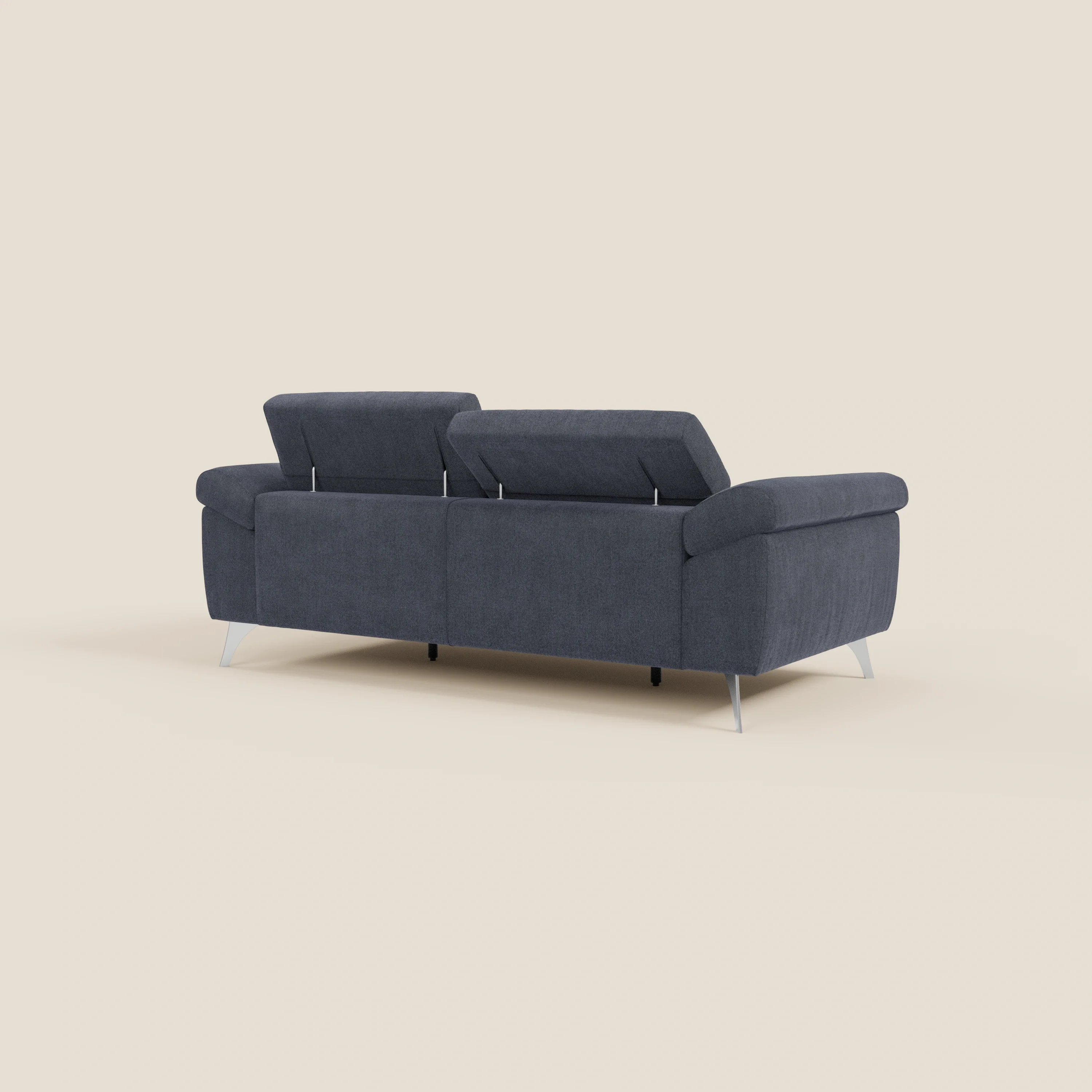 Donatello Canapé avec assises extensibles accoudoirs avec coffre et têtières inclinables en tissu détachable T23 bleu ardoise - Image 7