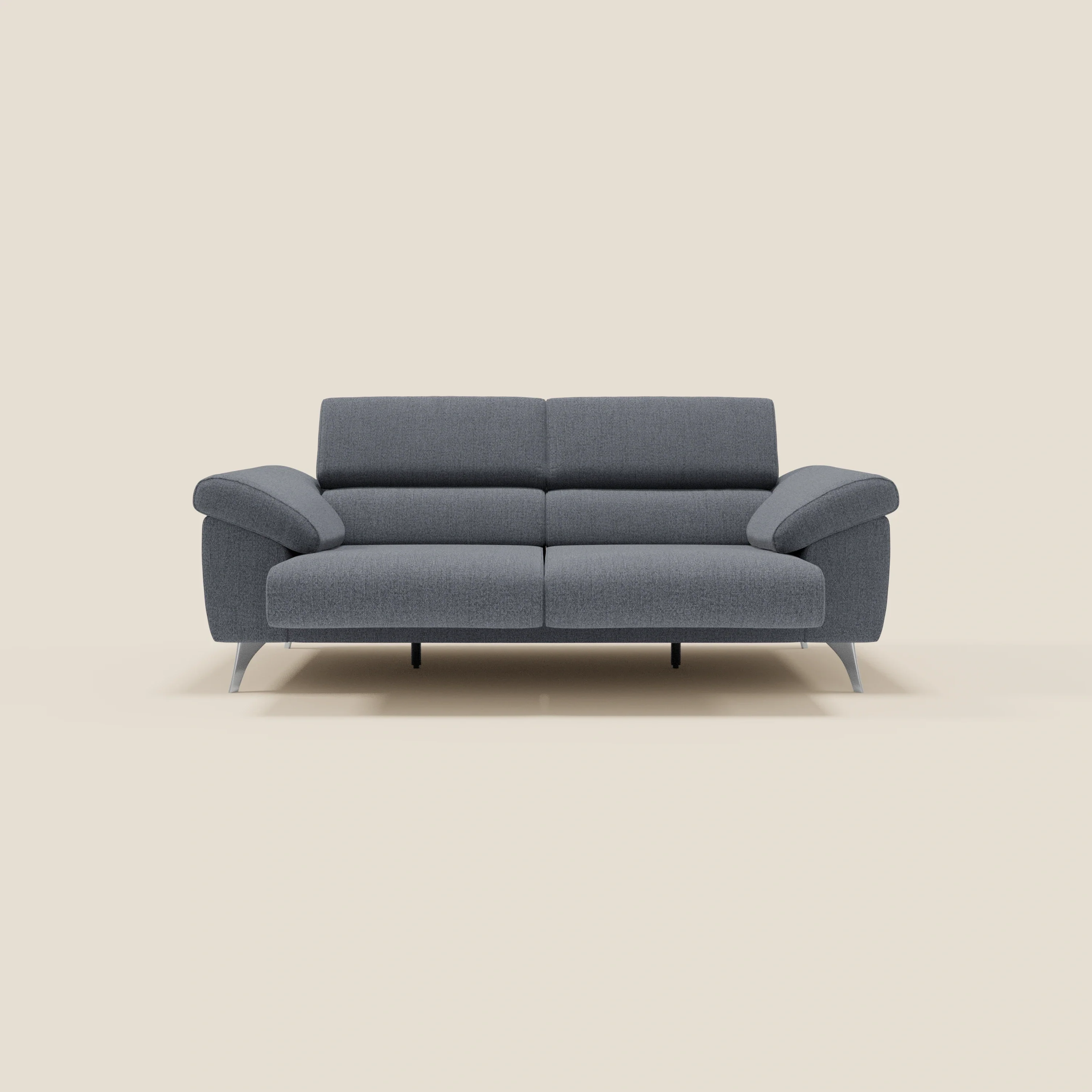 Donatello Canapé avec assises extensibles accoudoirs avec coffre et têtières inclinables en tissu détachable T23 bleu graphite - Image 11