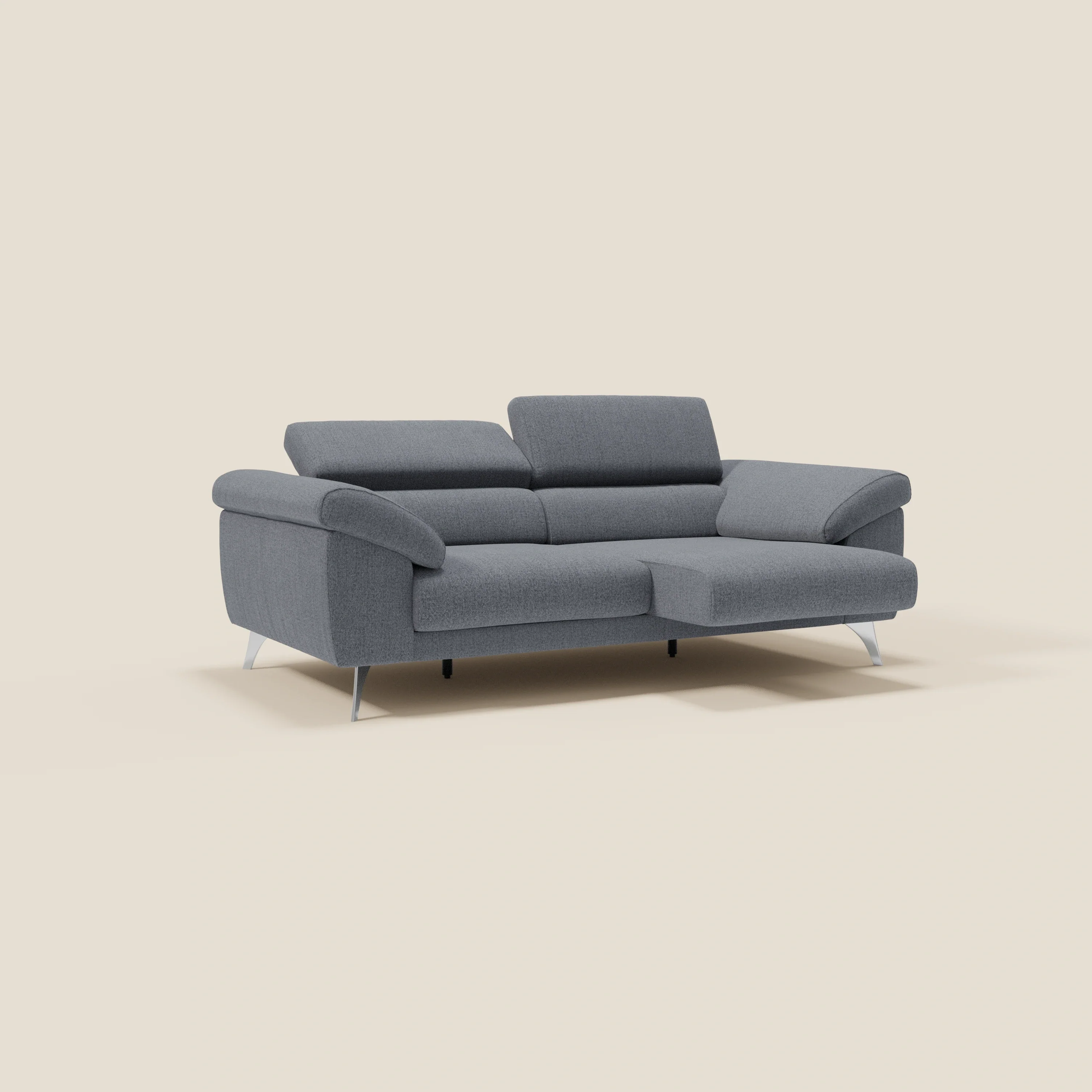 Donatello Canapé avec assises extensibles accoudoirs avec coffre et têtières inclinables en tissu détachable T23 bleu graphite - Image 2
