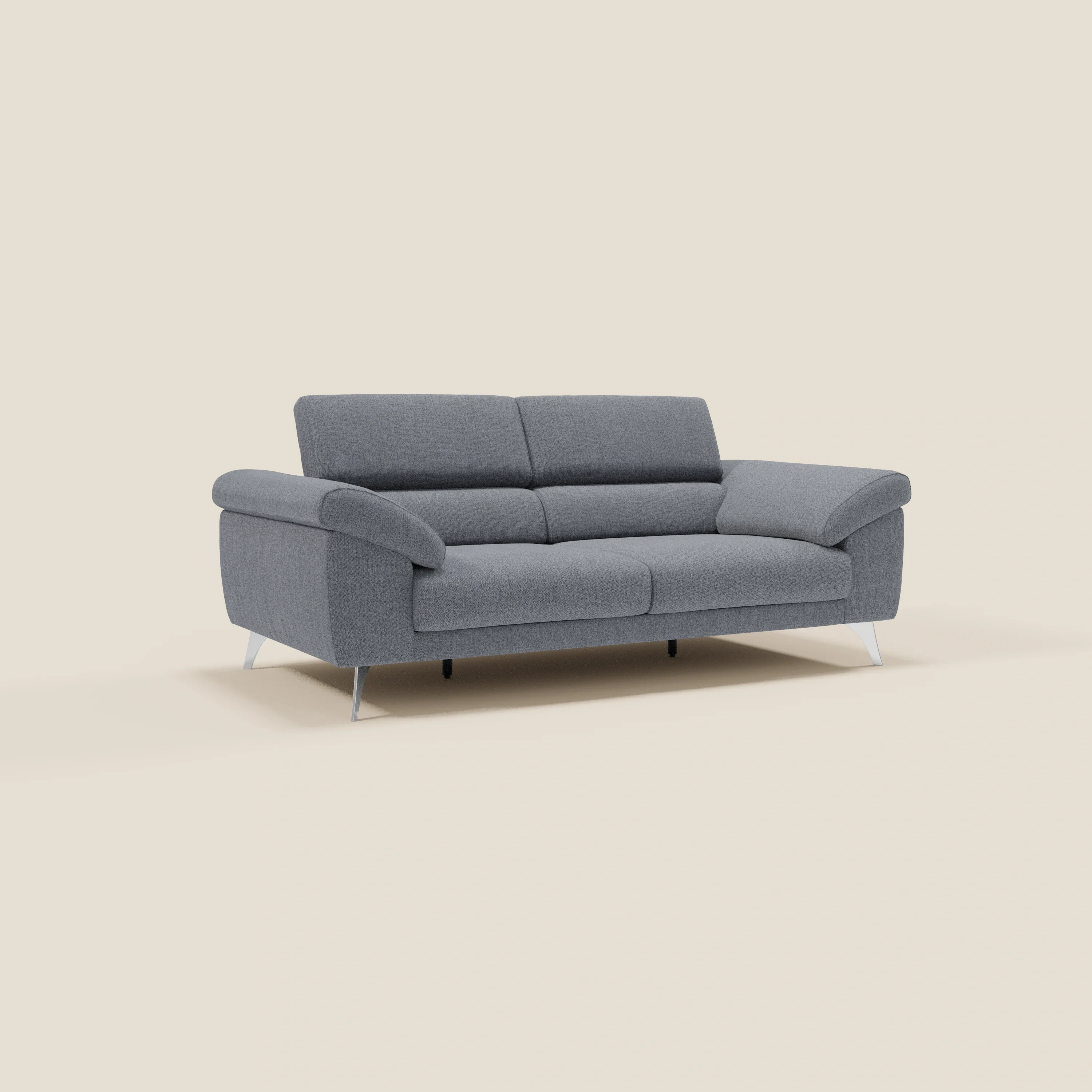Donatello Canapé avec assises extensibles accoudoirs avec coffre et têtières inclinables en tissu détachable T23 bleu graphite - Image 3