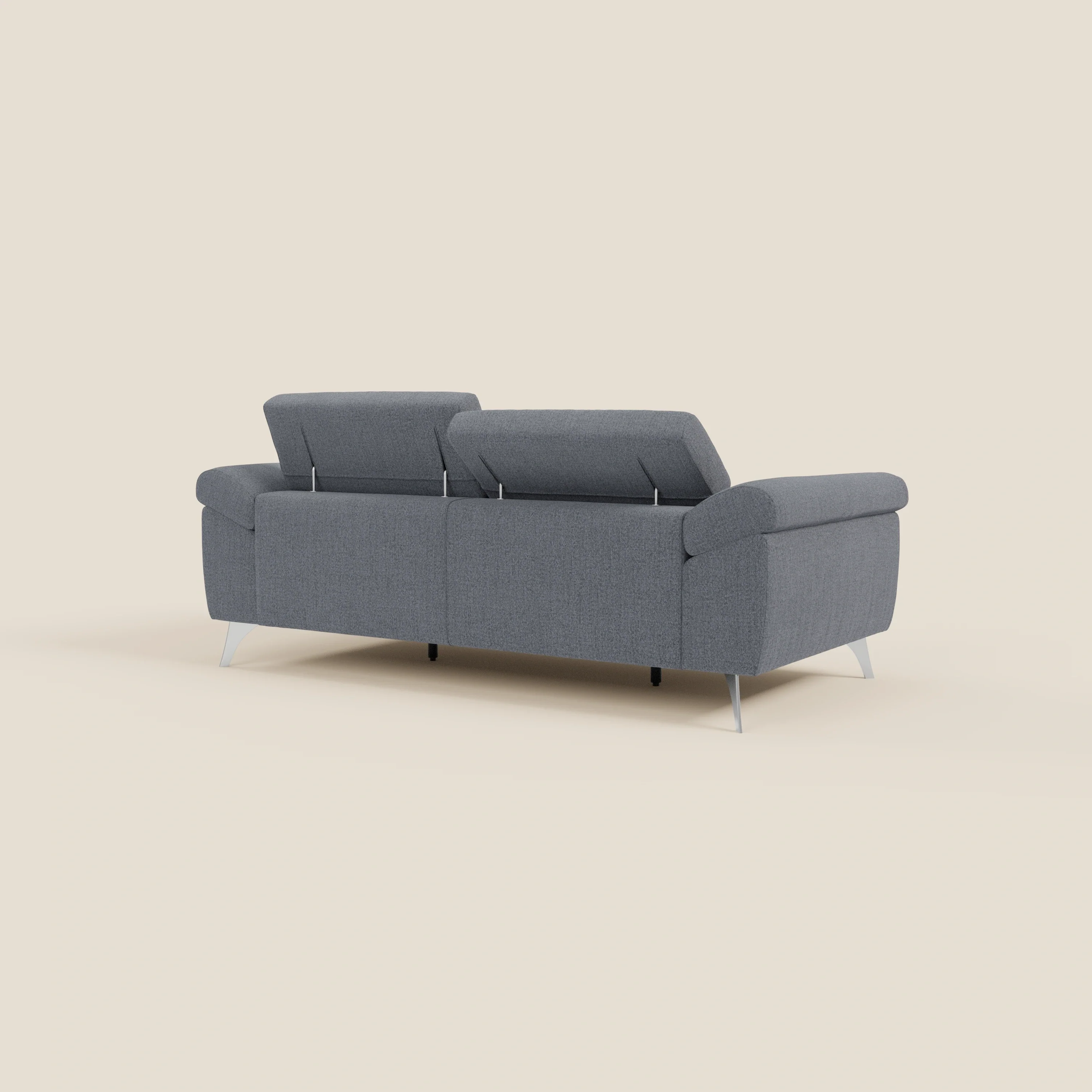 Donatello Canapé avec assises extensibles accoudoirs avec coffre et têtières inclinables en tissu détachable T23 bleu graphite - Image 7