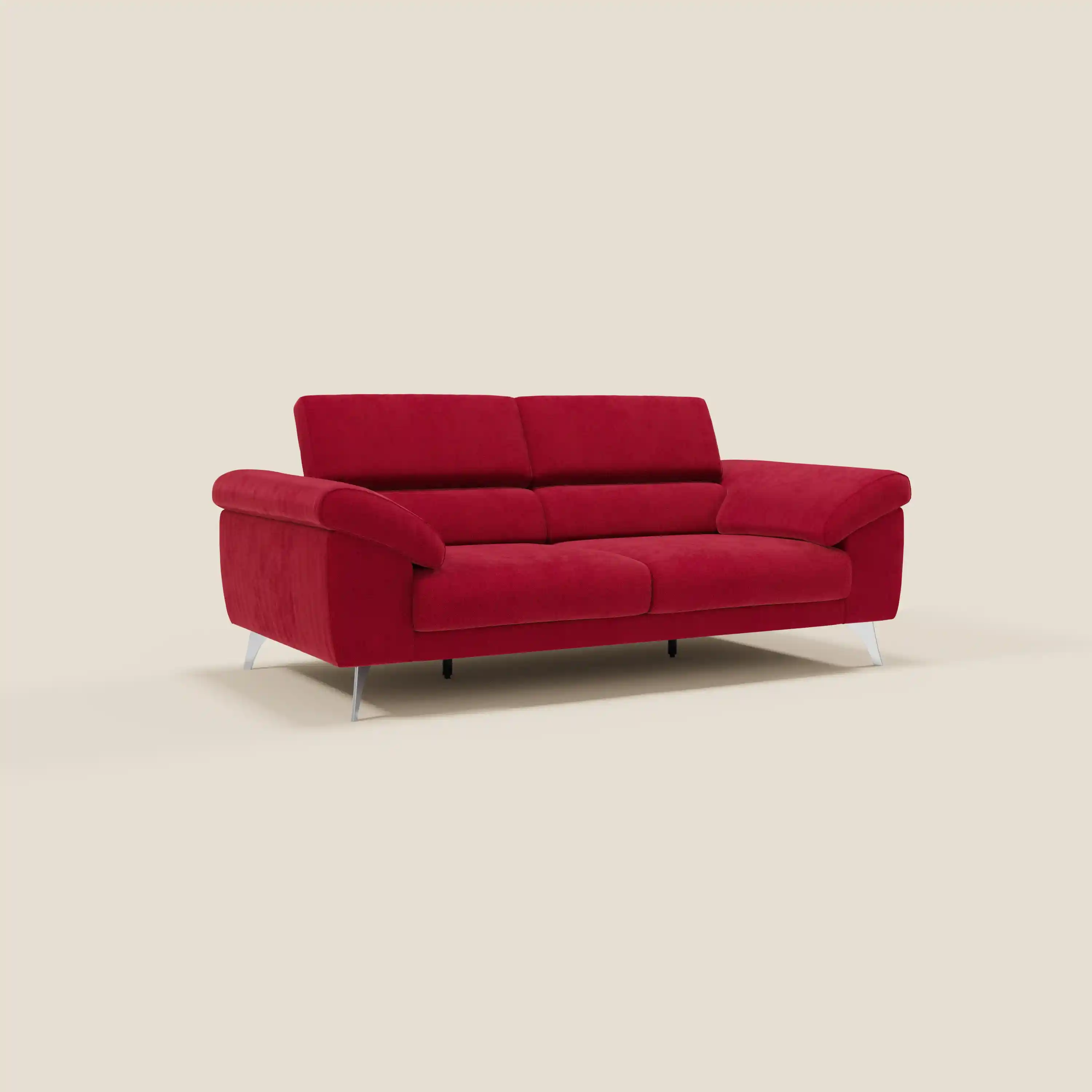 Donatello Canapé avec assises extensibles accoudoirs avec coffre et têtières inclinables en tissu détachable T23 bordeaux - Image 3