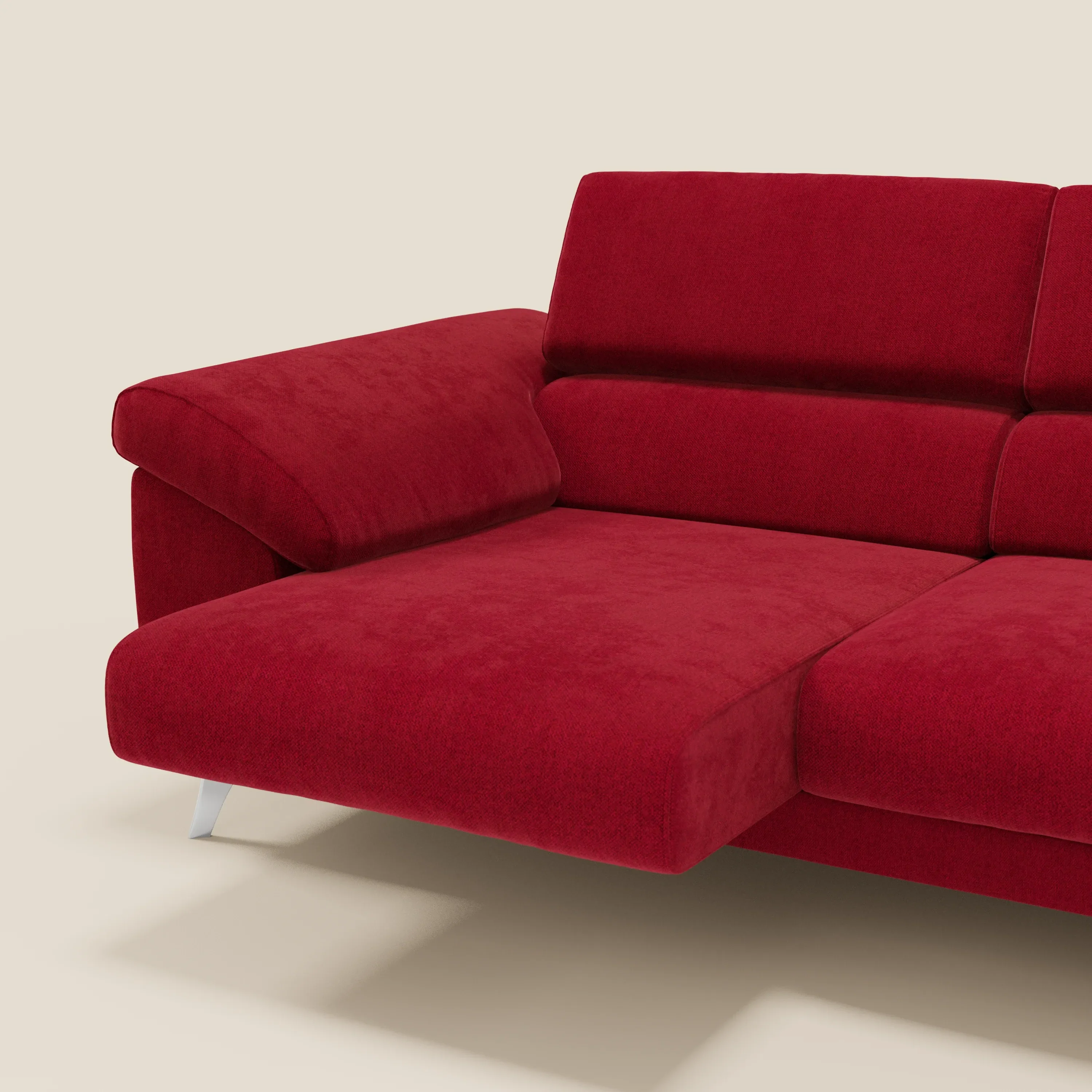 Donatello Canapé avec assises extensibles accoudoirs avec coffre et têtières inclinables en tissu détachable T23 bordeaux - Image 4