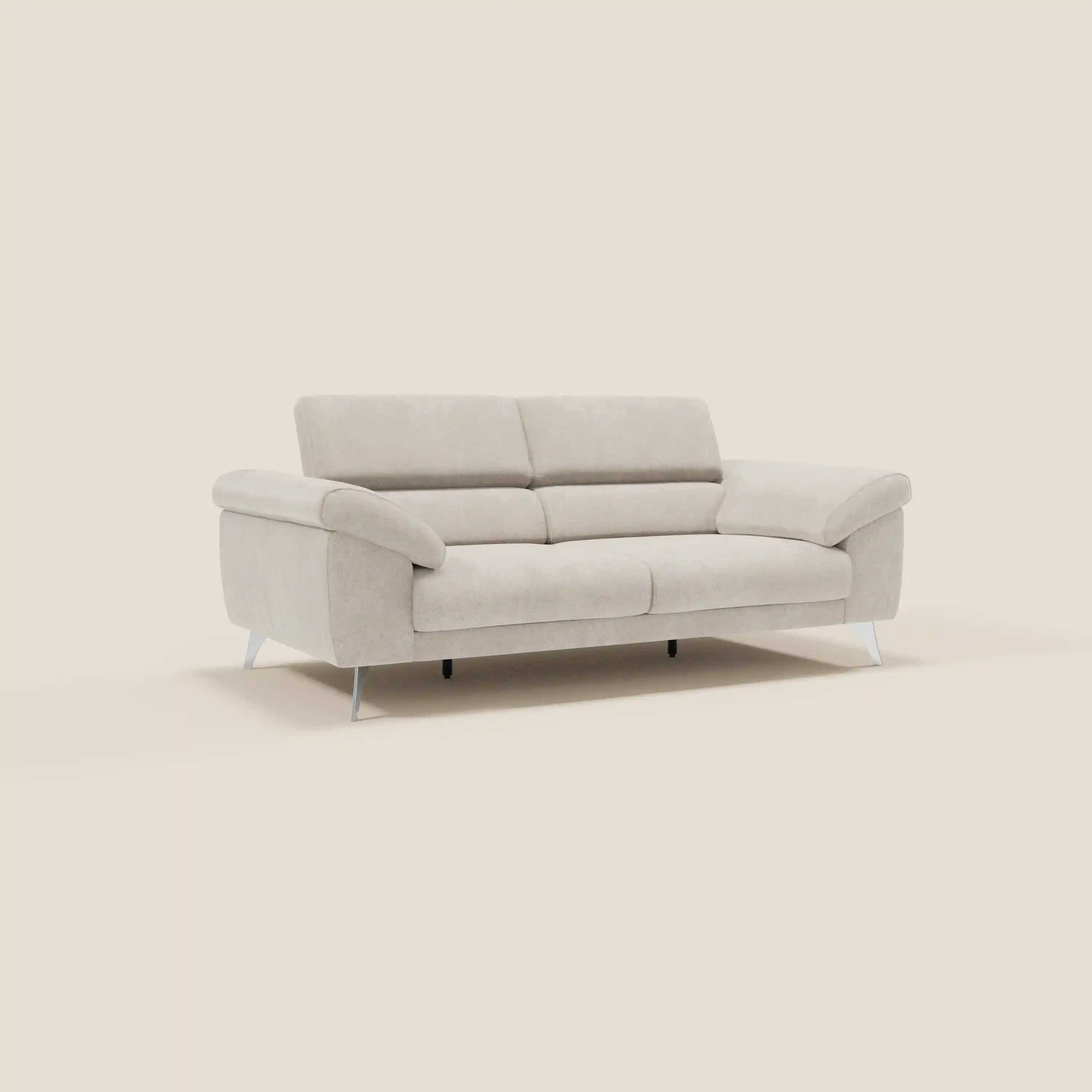 Donatello Canapé avec assises extensibles accoudoirs avec coffre et têtières inclinables en tissu détachable T23 crème - Image 3