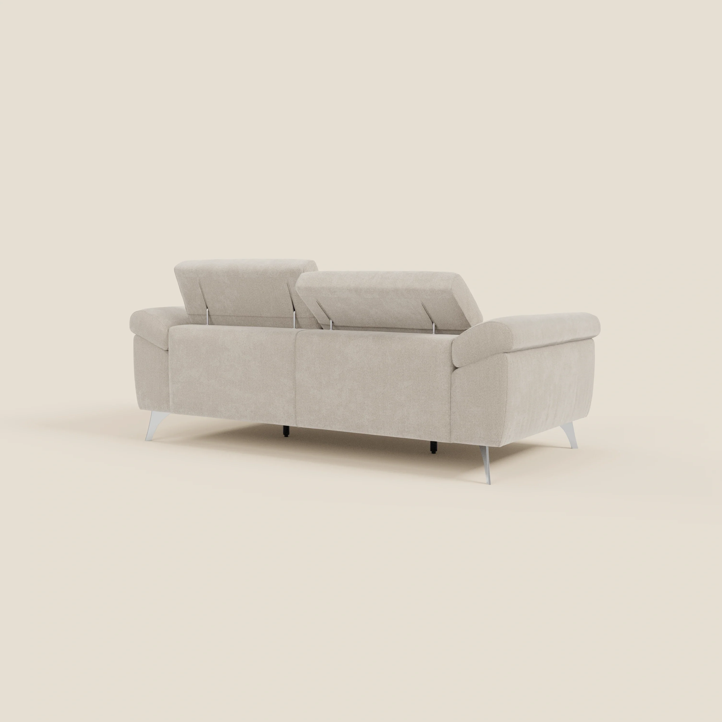 Donatello Canapé avec assises extensibles accoudoirs avec coffre et têtières inclinables en tissu détachable T23 crème - Image 7
