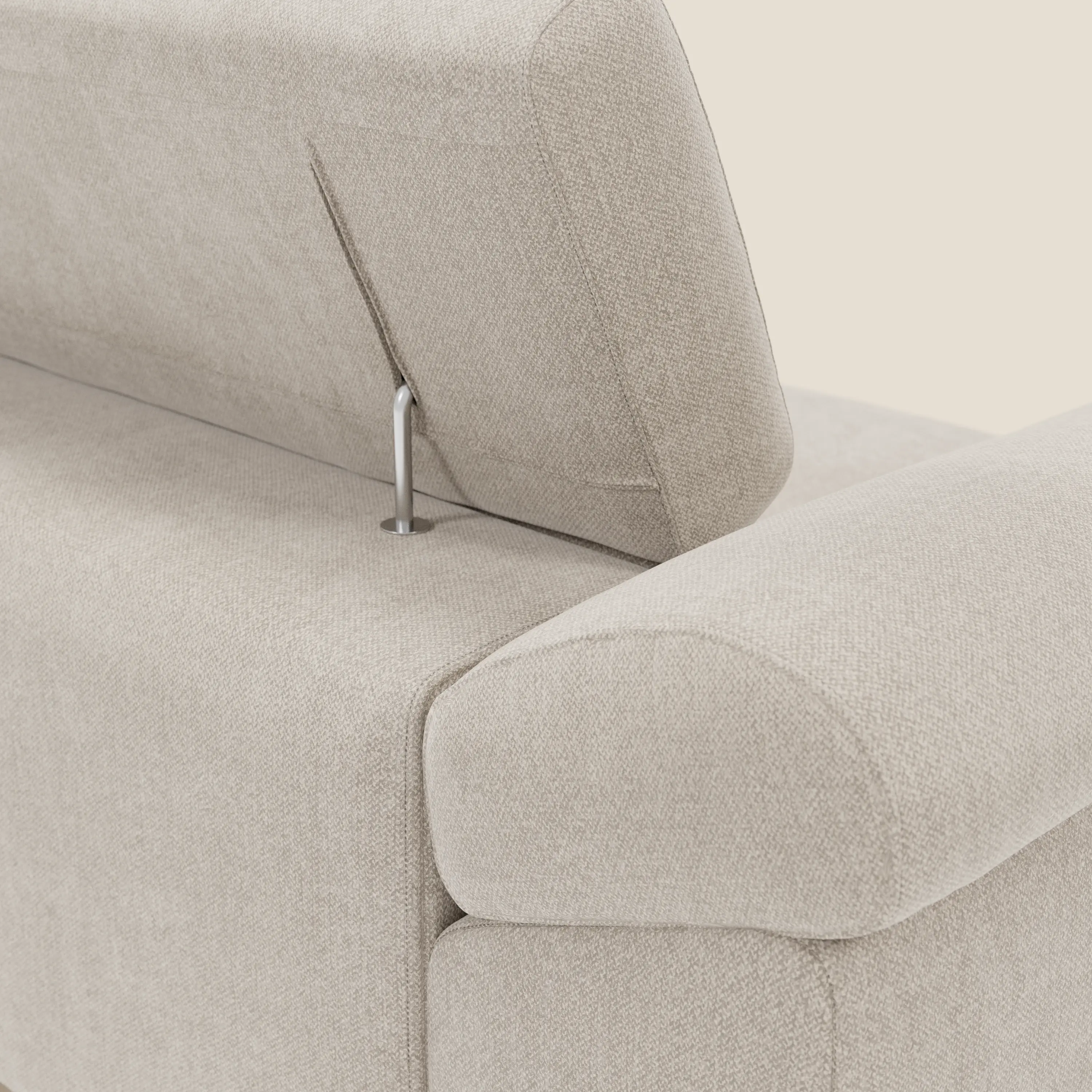Donatello Canapé avec assises extensibles accoudoirs avec coffre et têtières inclinables en tissu détachable T23 crème - Image 9