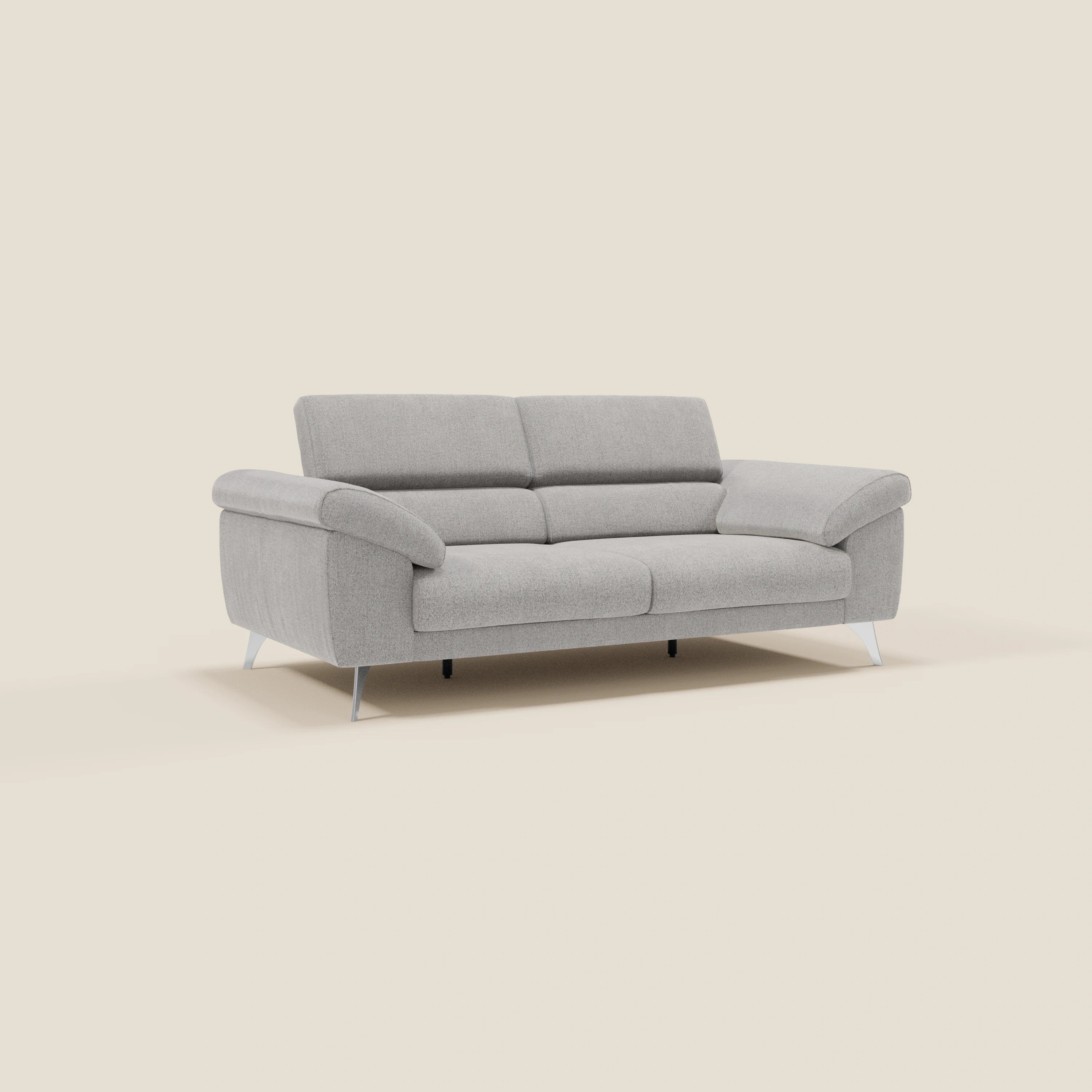 Donatello Canapé avec assises extensibles accoudoirs avec coffre et têtières inclinables en tissu détachable T23 gris - Image 3
