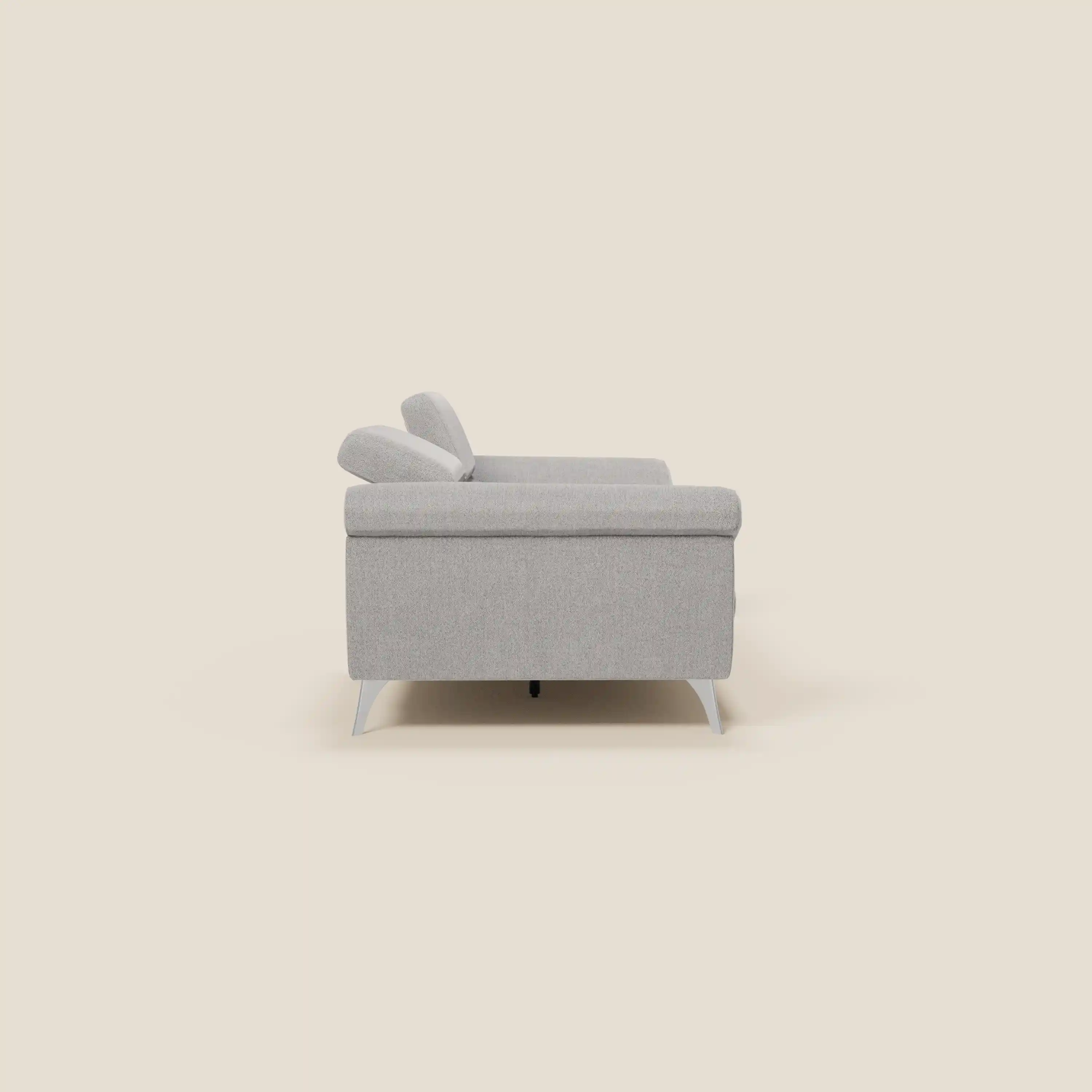 Donatello Canapé avec assises extensibles accoudoirs avec coffre et têtières inclinables en tissu détachable T23 gris - Image 6