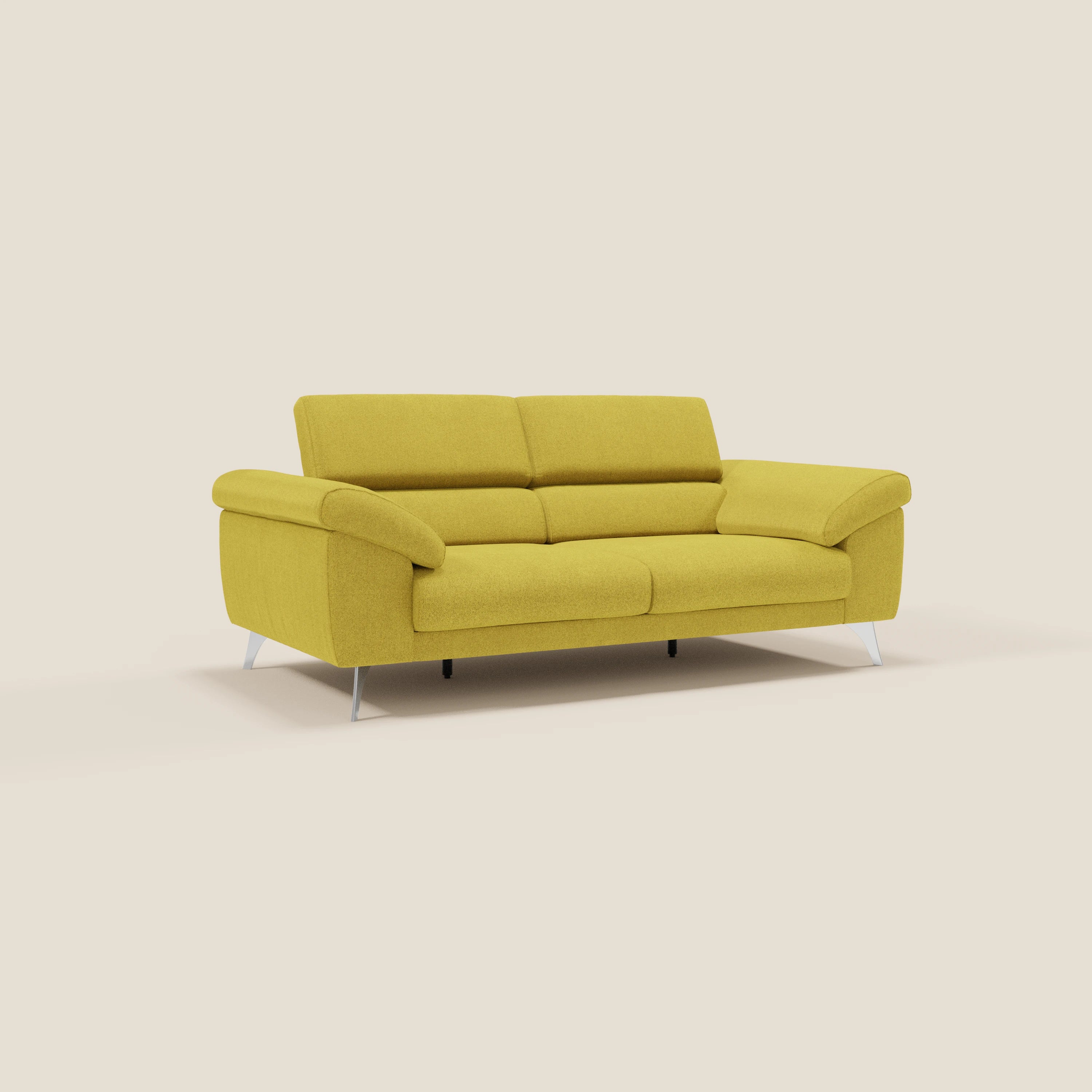 Donatello Canapé avec assises extensibles accoudoirs avec coffre et têtières inclinables en tissu détachable T23 jaune soleil - Image 3