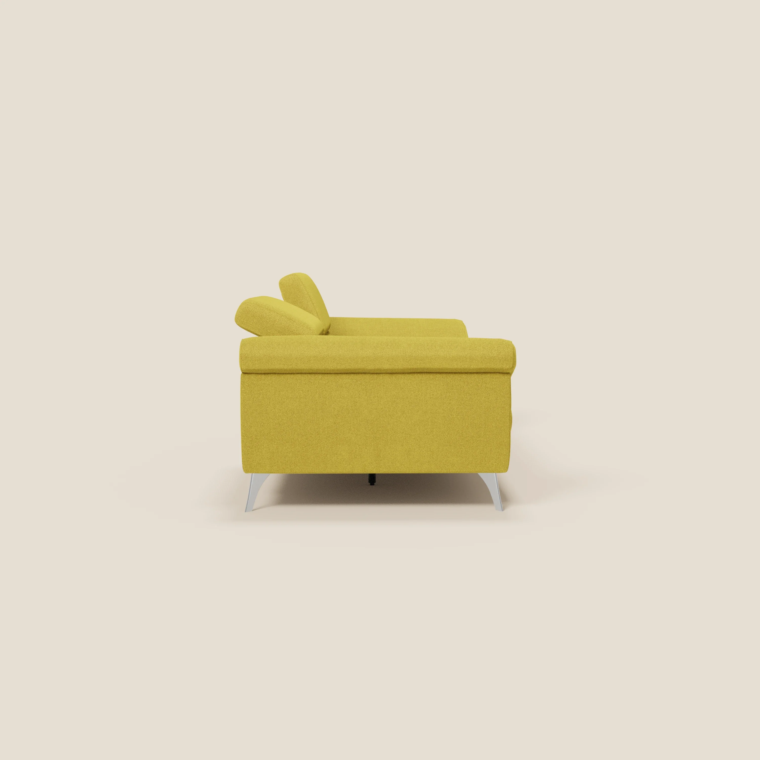 Donatello Canapé avec assises extensibles accoudoirs avec coffre et têtières inclinables en tissu détachable T23 jaune soleil - Image 4