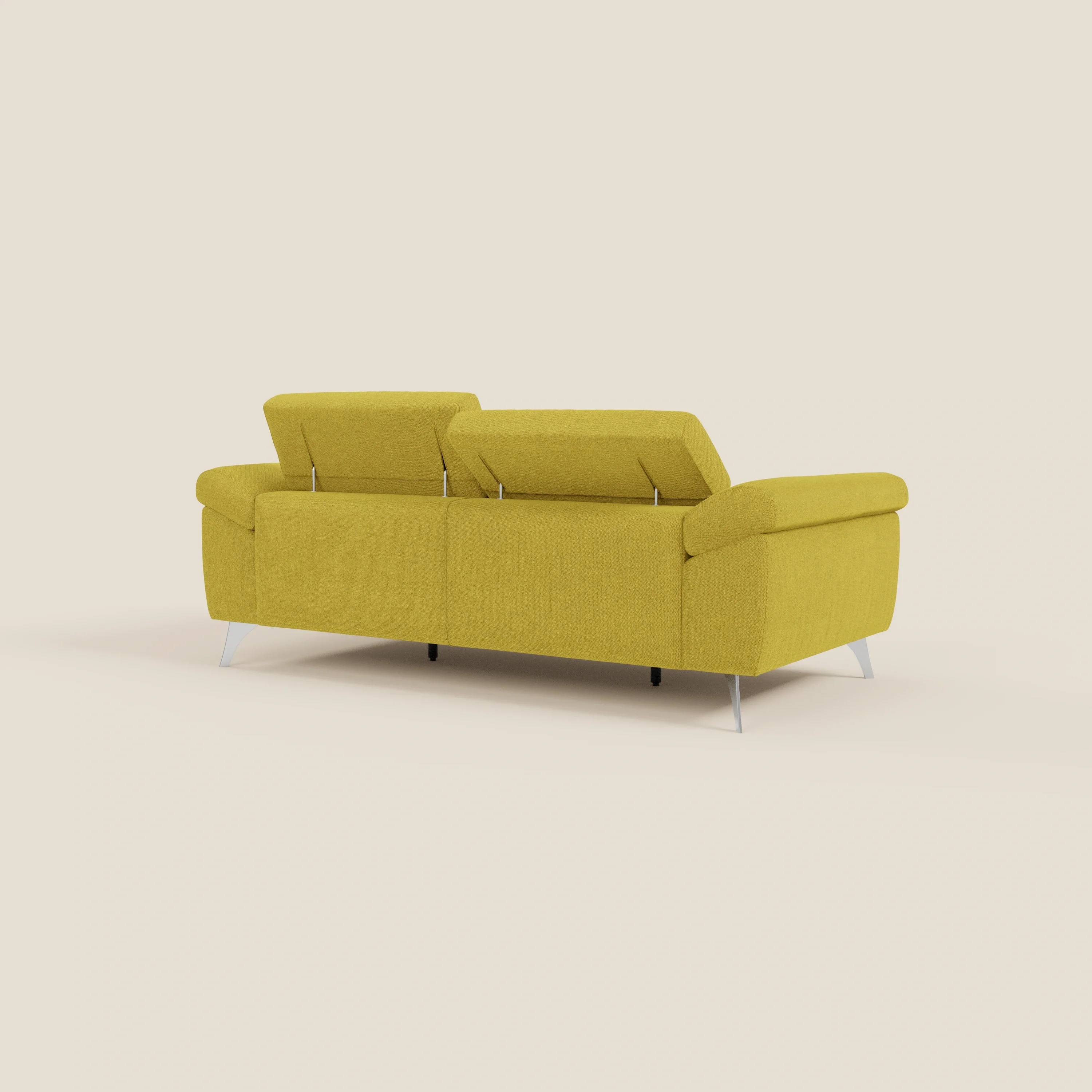 Donatello Canapé avec assises extensibles accoudoirs avec coffre et têtières inclinables en tissu détachable T23 jaune soleil - Image 5