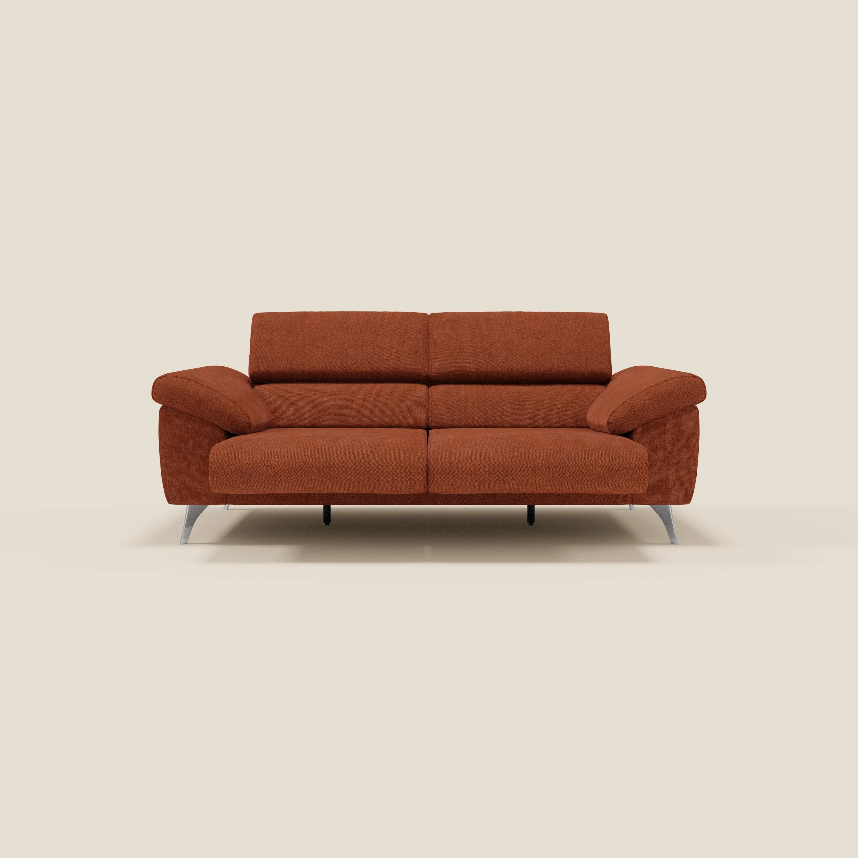 Donatello Canapé avec assises extensibles accoudoirs avec coffre et têtières inclinables en tissu détachable T23 orange rouille - Image 11