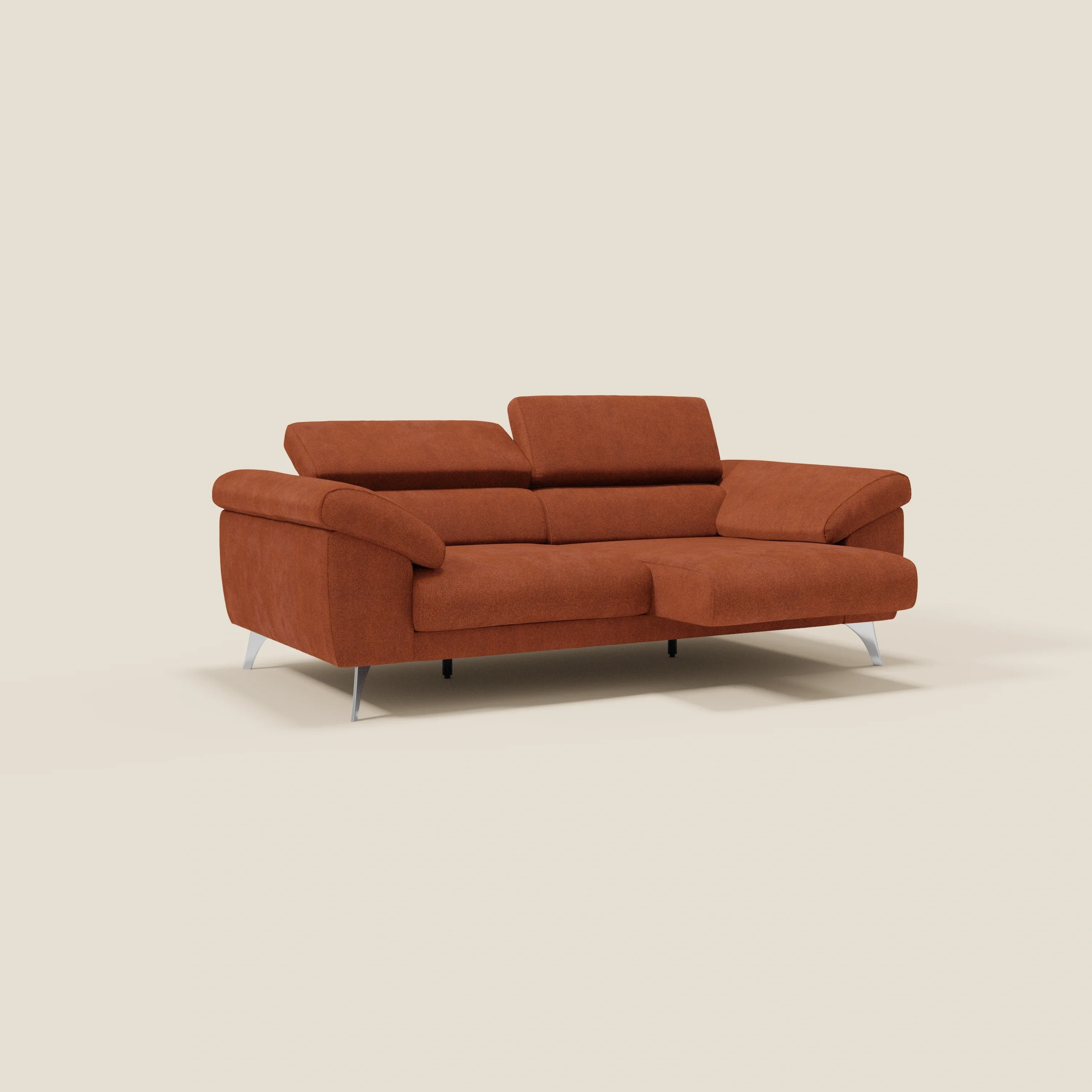 Donatello Canapé avec assises extensibles accoudoirs avec coffre et têtières inclinables en tissu détachable T23 orange rouille - Image 2