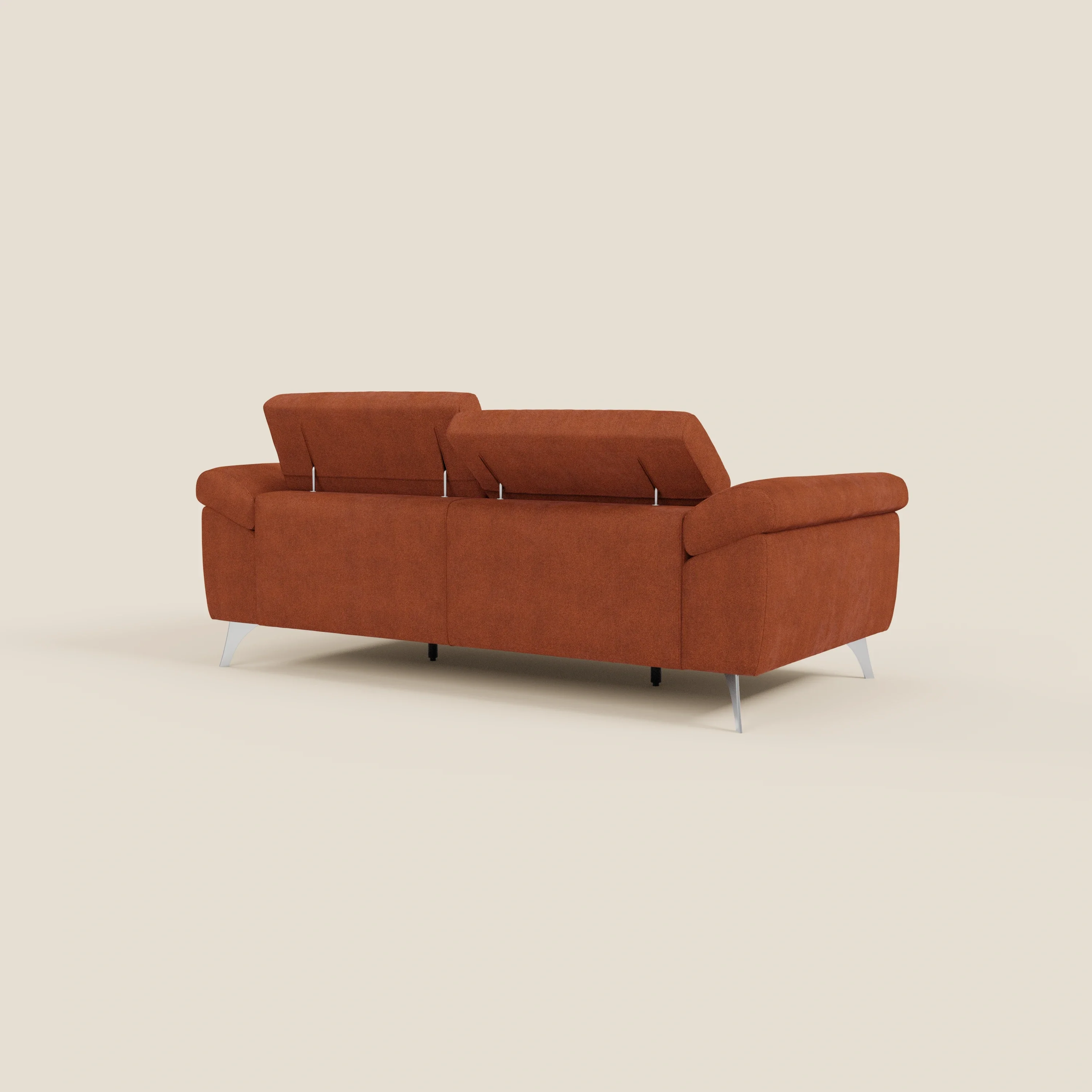 Donatello Canapé avec assises extensibles accoudoirs avec coffre et têtières inclinables en tissu détachable T23 orange rouille - Image 7
