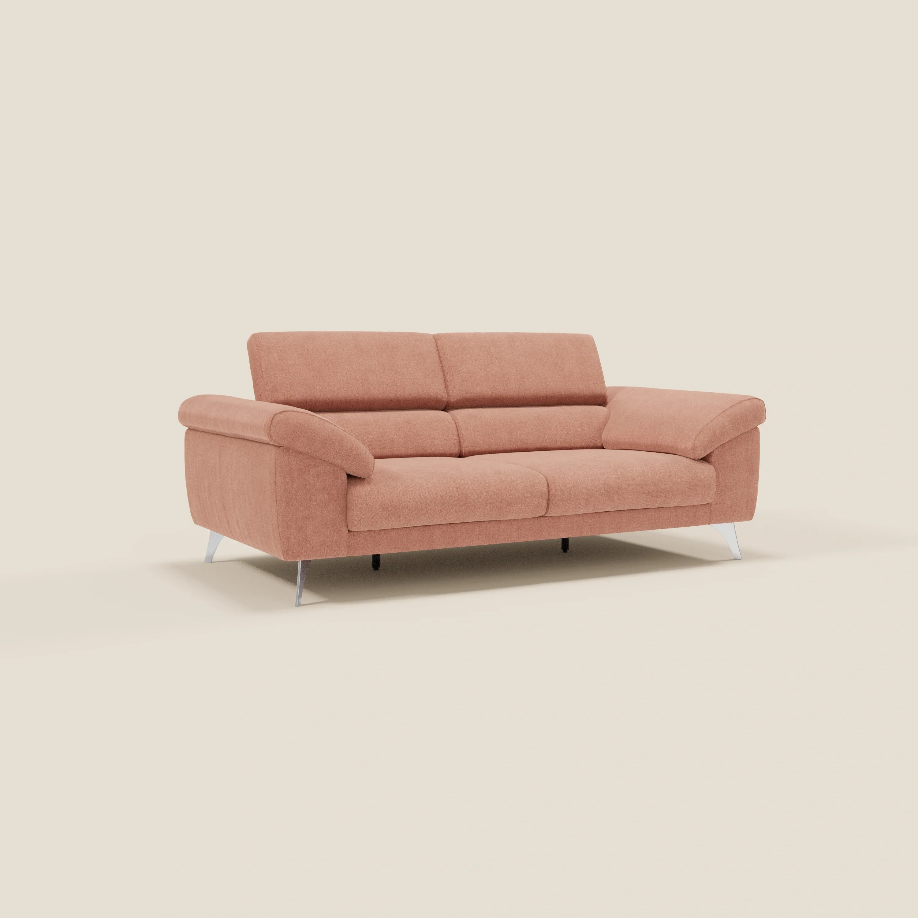 Donatello Canapé avec assises extensibles accoudoirs avec coffre et têtières inclinables en tissu détachable T23 pêche - Image 3