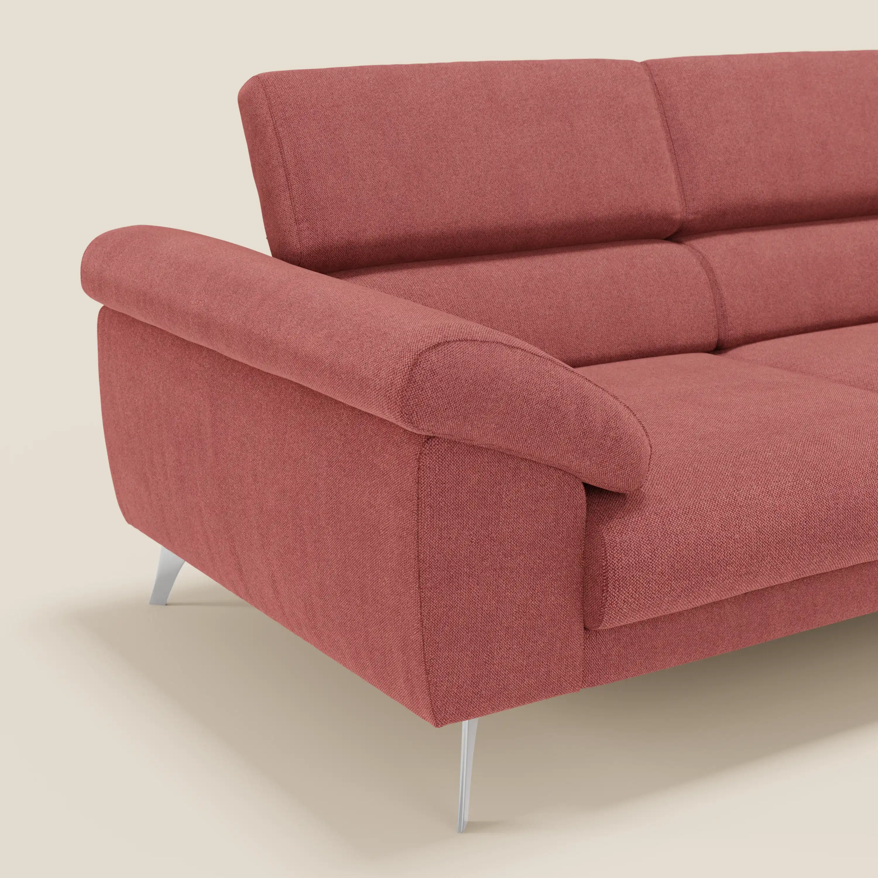 Donatello Canapé avec assises extensibles accoudoirs avec coffre et têtières inclinables en tissu détachable T23 rouge cerise - Image 8