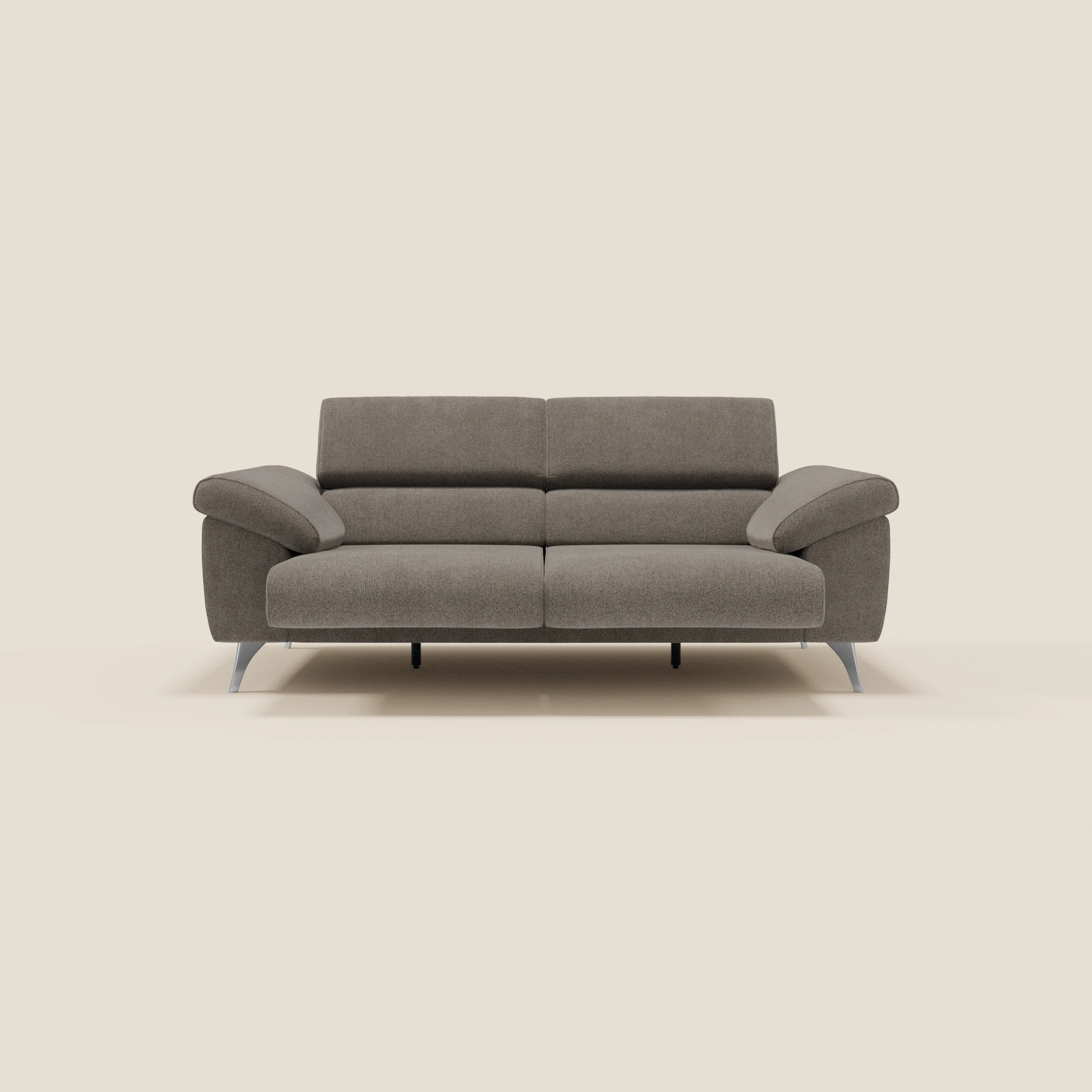 Donatello Canapé avec assises extensibles accoudoirs avec coffre et têtières inclinables en tissu détachable T23 taupe - Image 11