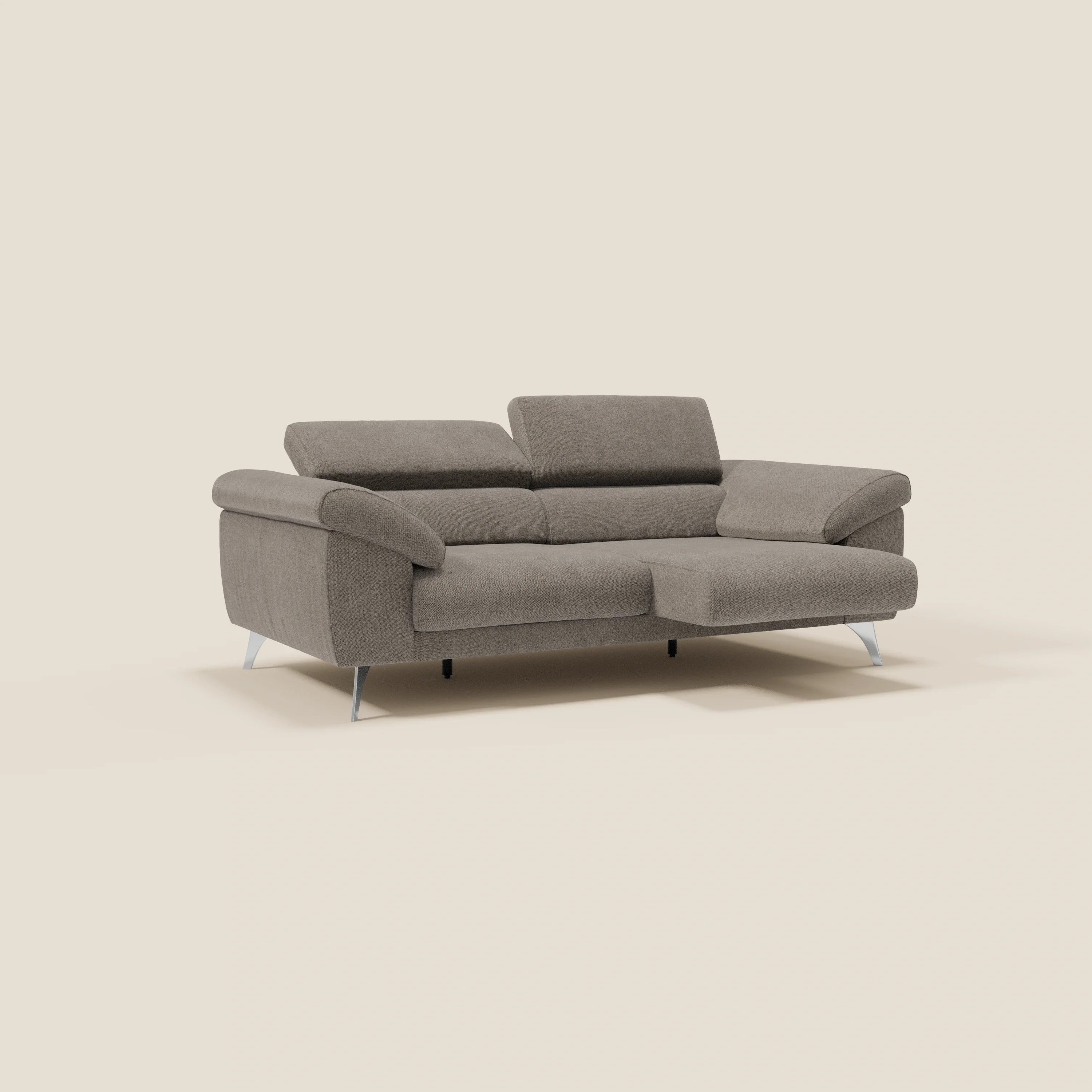 Donatello Canapé avec assises extensibles accoudoirs avec coffre et têtières inclinables en tissu détachable T23 taupe - Image 2