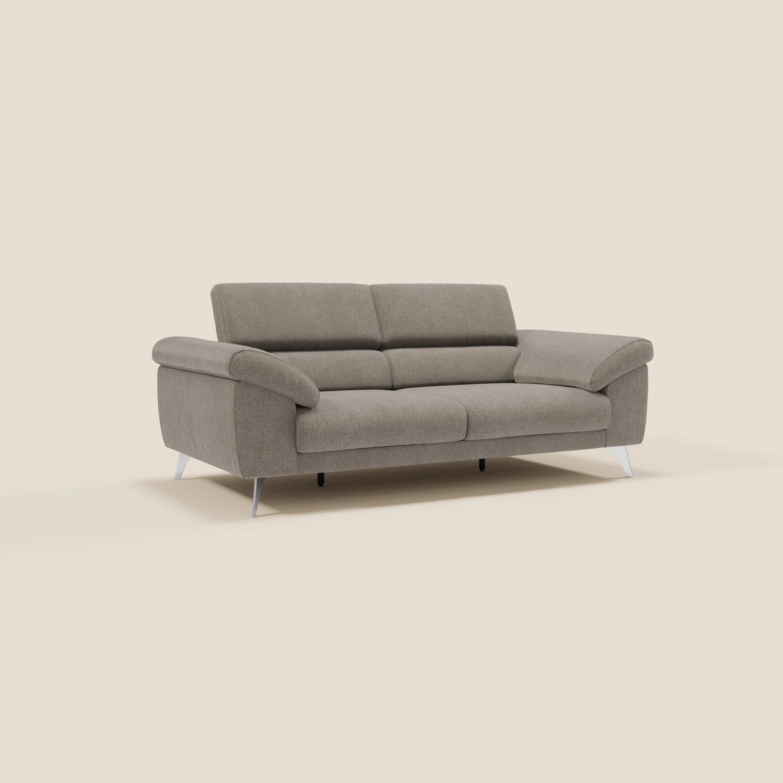 Donatello Canapé avec assises extensibles accoudoirs avec coffre et têtières inclinables en tissu détachable T23 taupe - Image 3