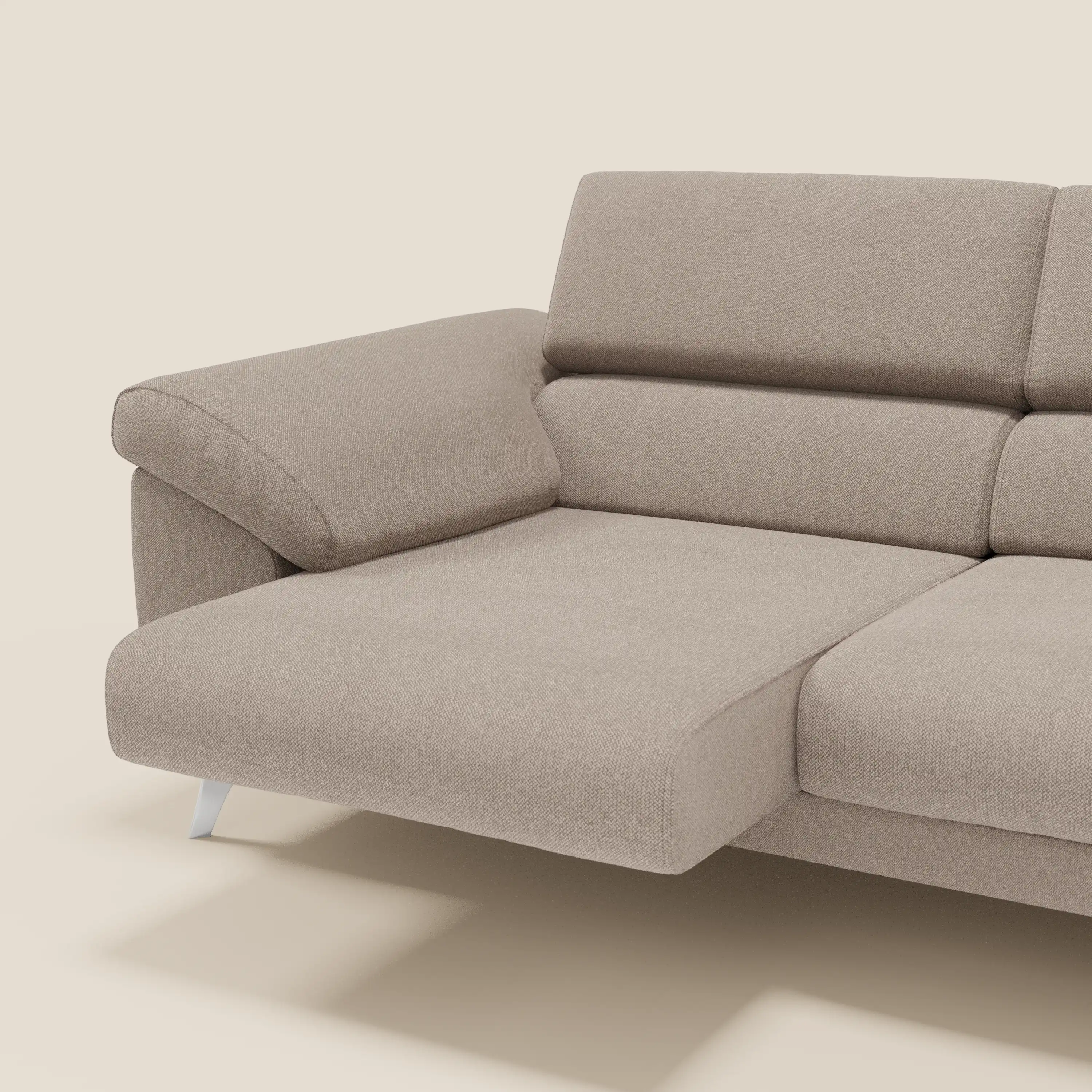 Donatello Canapé avec assises extensibles accoudoirs avec coffre et têtières inclinables en tissu détachable T23 tortora - Image 4