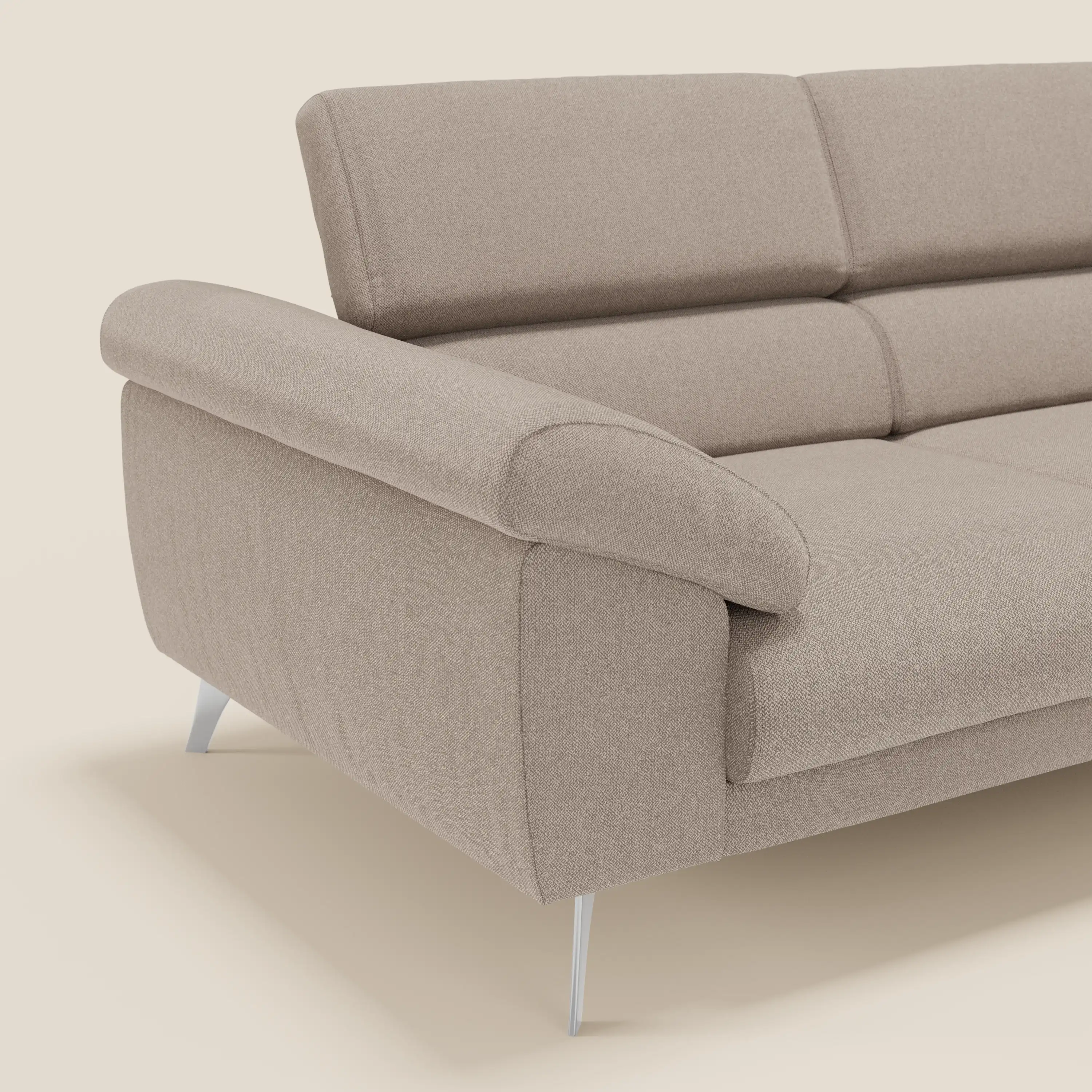 Donatello Canapé avec assises extensibles accoudoirs avec coffre et têtières inclinables en tissu détachable T23 tortora - Image 8