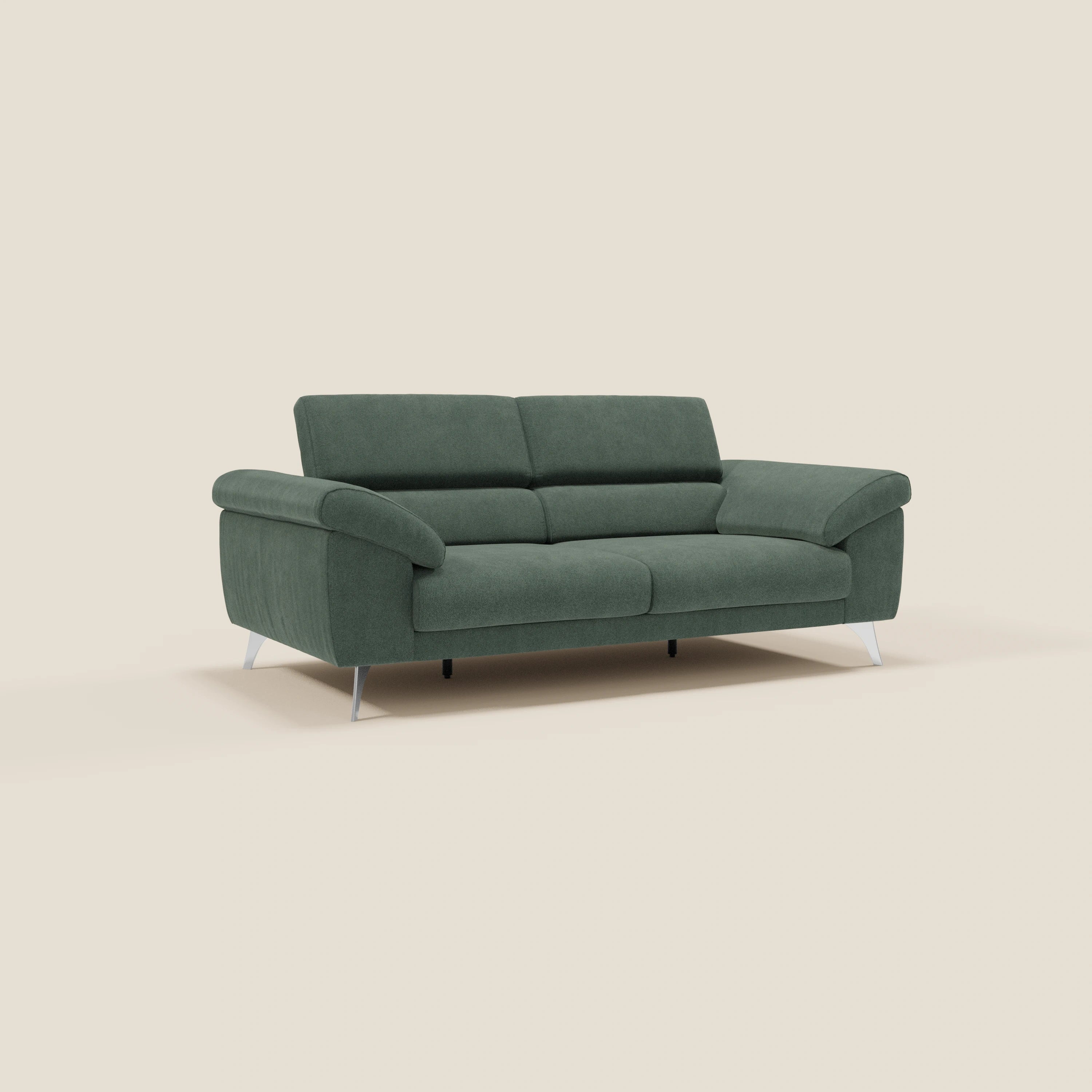 Donatello Canapé avec assises extensibles accoudoirs avec coffre et têtières inclinables en tissu détachable T23 vert - Image 3